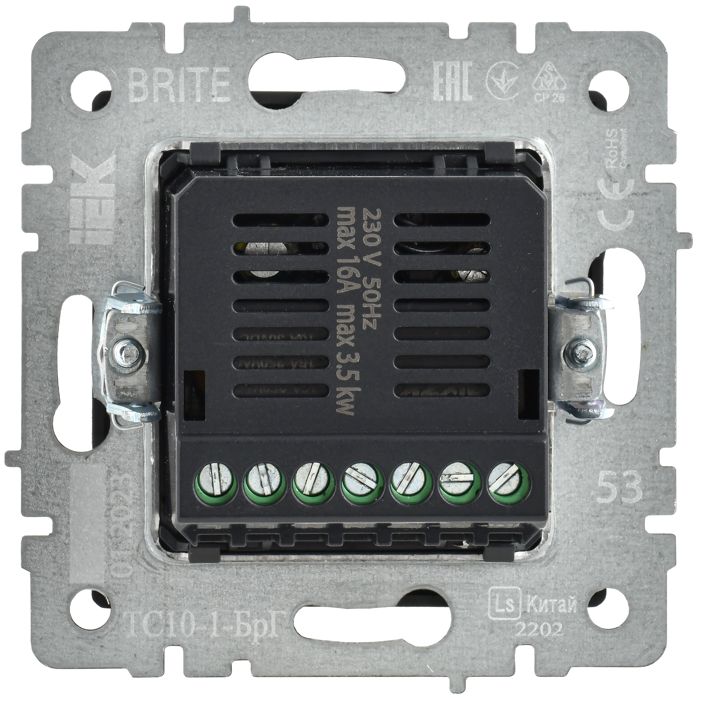 BRITE Термостат электронный с индикацией ТС10-1-БрГ графит IEK