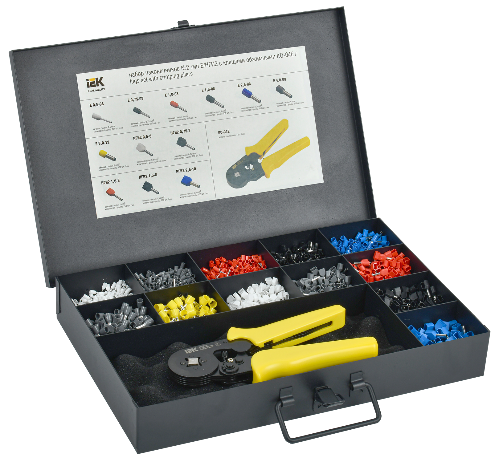 Набор наконечников №2 тип НШВИ/НШВИ(2) с клещ. обж. КО-04 IEK