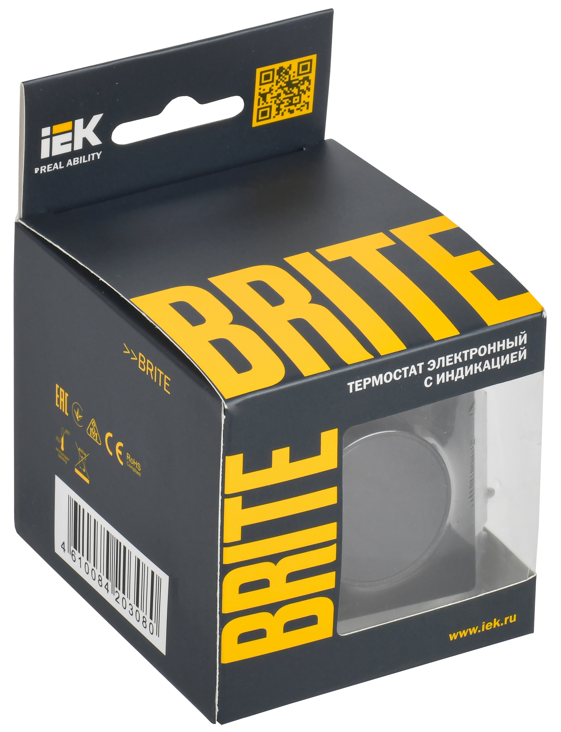BRITE Термостат электронный с индикацией ТС10-1-БрЧ черный IEK