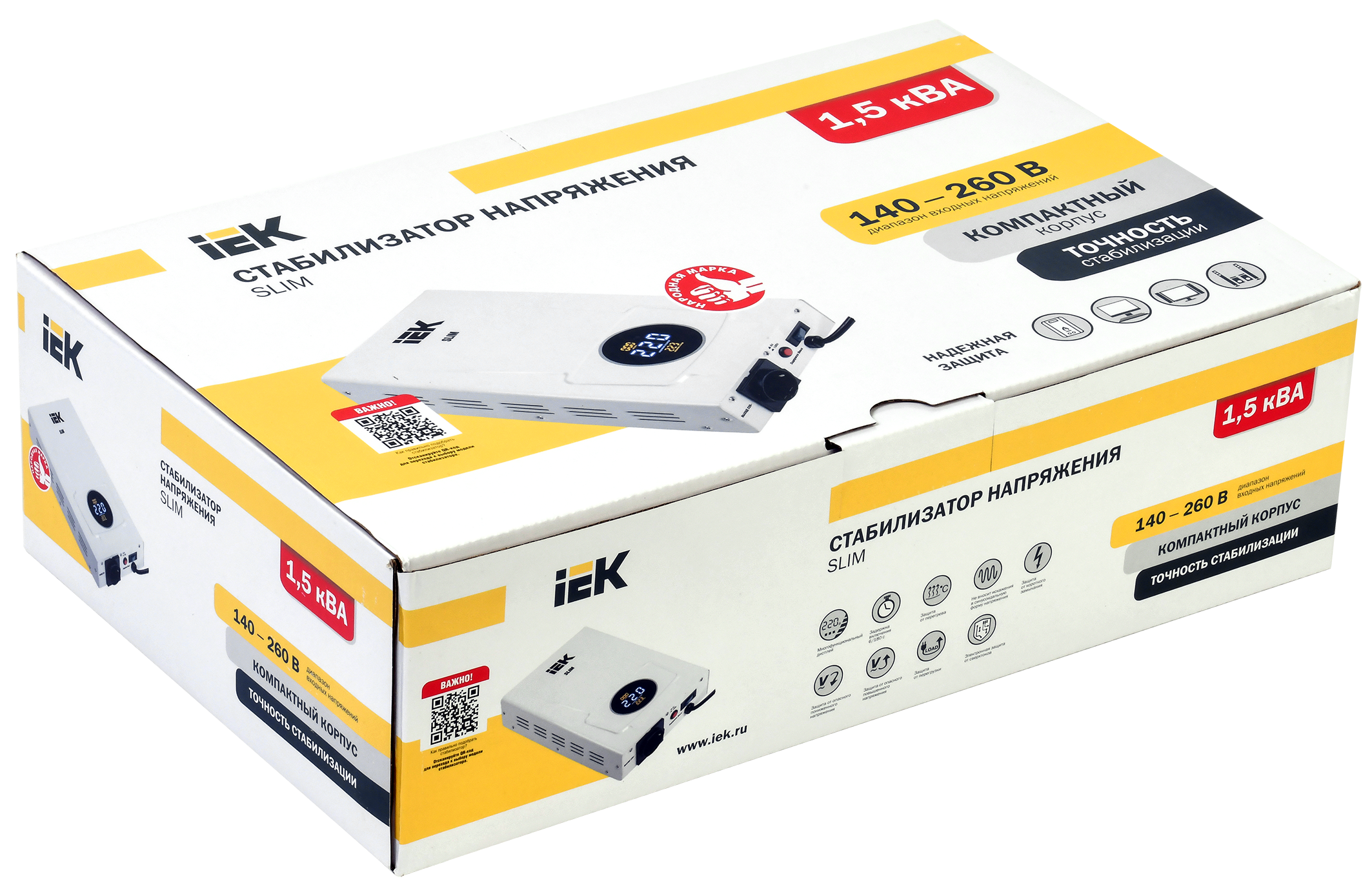 Стабилизатор напряжения настенный SLIM 1,5кВА IEK