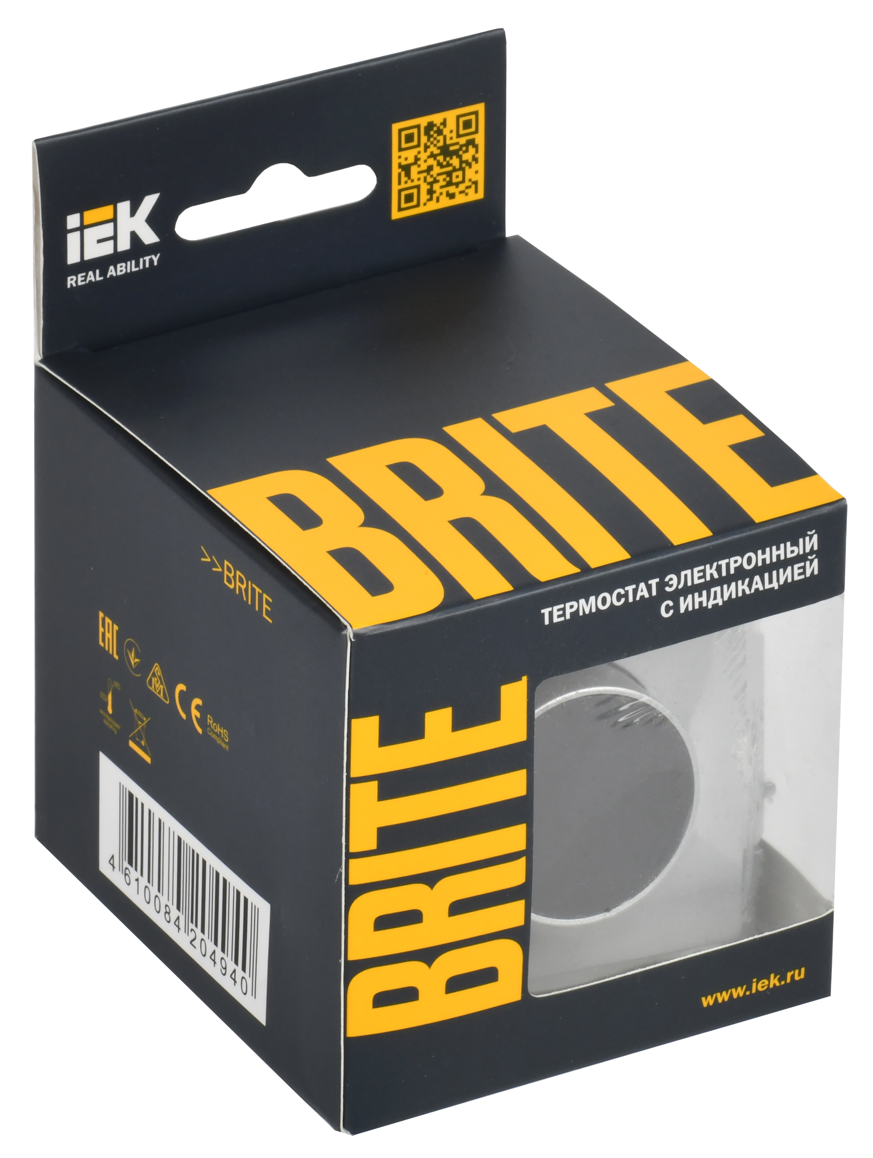 BRITE Термостат электронный с индикацией ТС10-1-БрА алюминий IEK