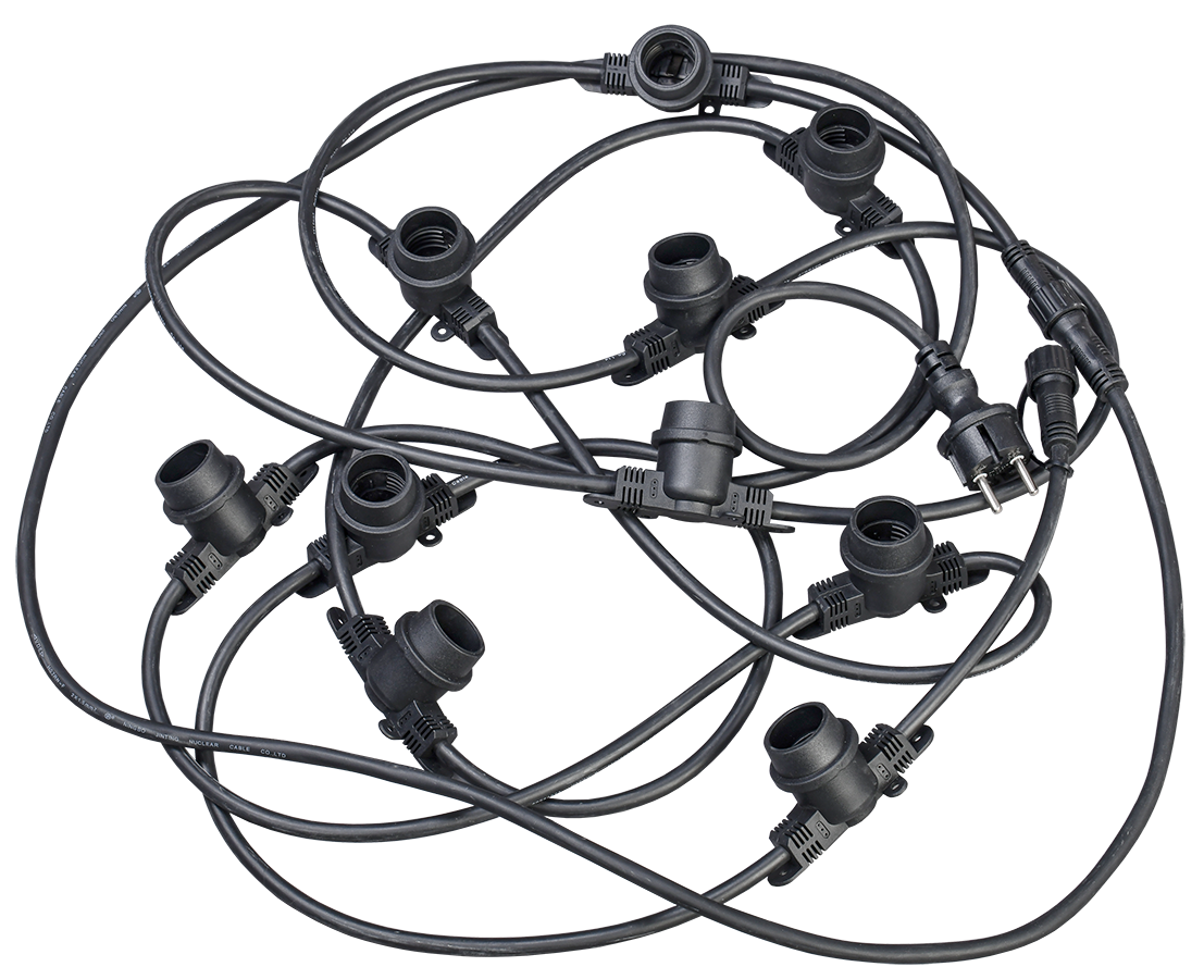 Гирлянда белт-лайт 10м 20 патронов E27 без ламп IP65 черный шнур 2м 230В транзит IEK