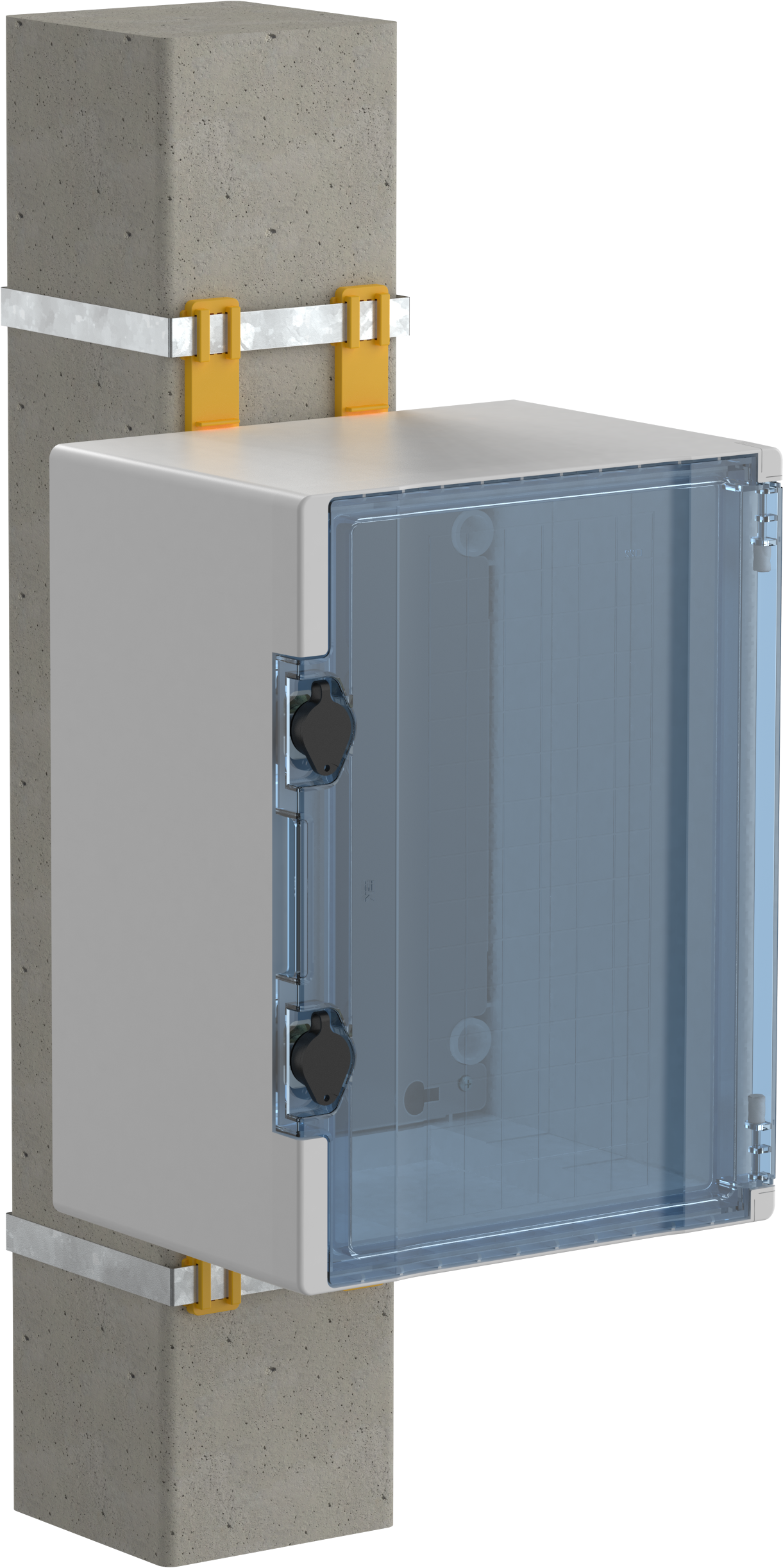 Универсальные кронштейны для монтажа на стену или опору в комплекте.