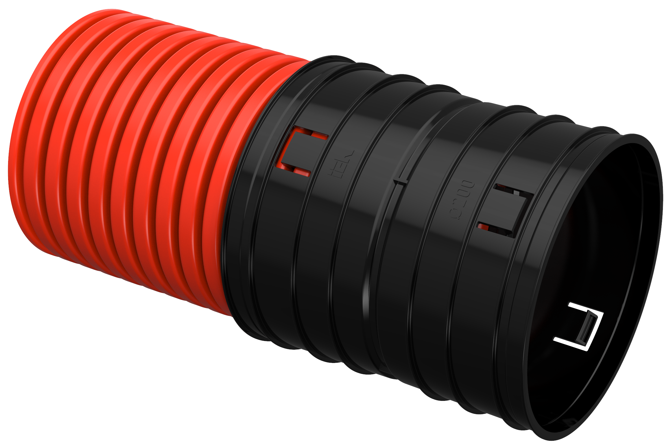 ELASTA Труба гофрированная двустенная жесткая ПНД d=200мм красная (5,7м) IEK