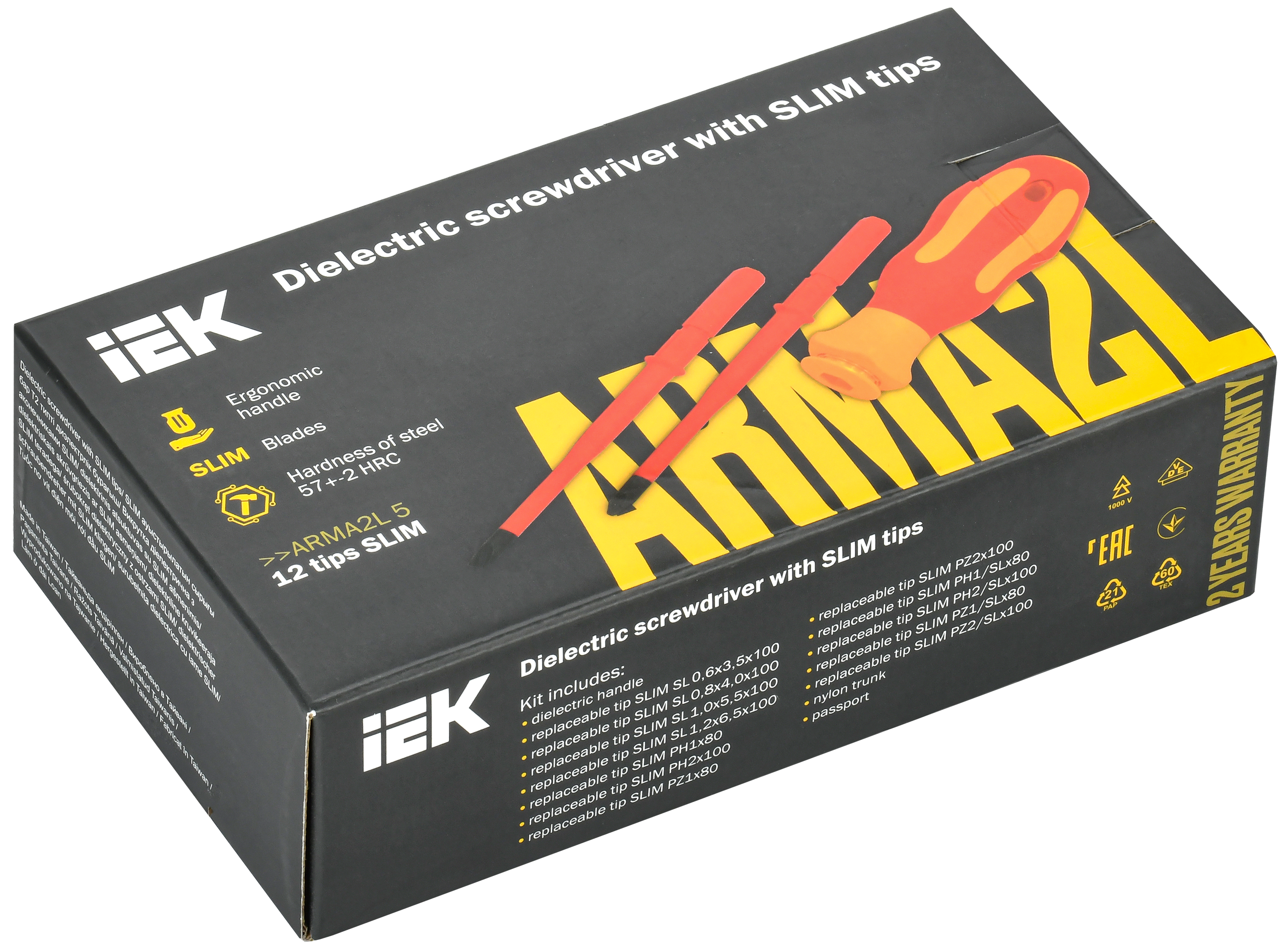 ARMA2L 5 Набор диэлектрической отвертки со сменными жалами SLIM Т2 13шт IEK