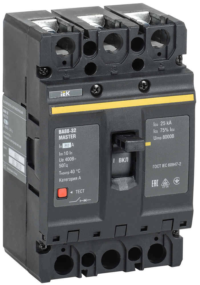 Выключатель автоматический ВА88-32 3Р 80А 25кА MASTER IEK