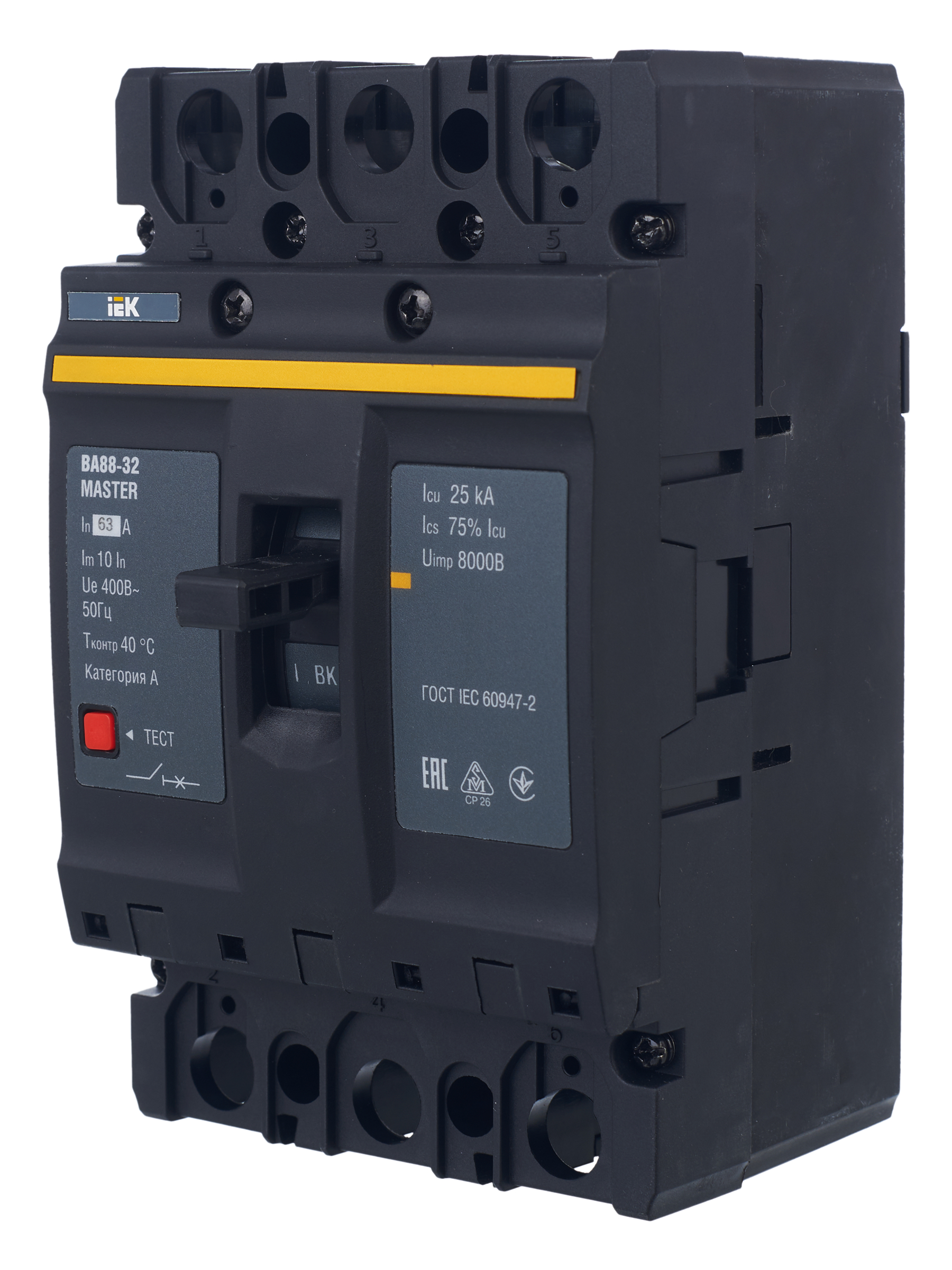 Выключатель автоматический ВА88-32 3Р 63А 25кА MASTER IEK