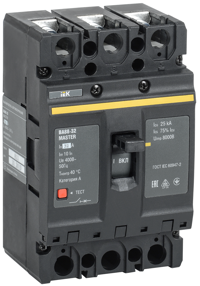 Выключатель автоматический ВА88-32 3Р 32А 25кА MASTER IEK