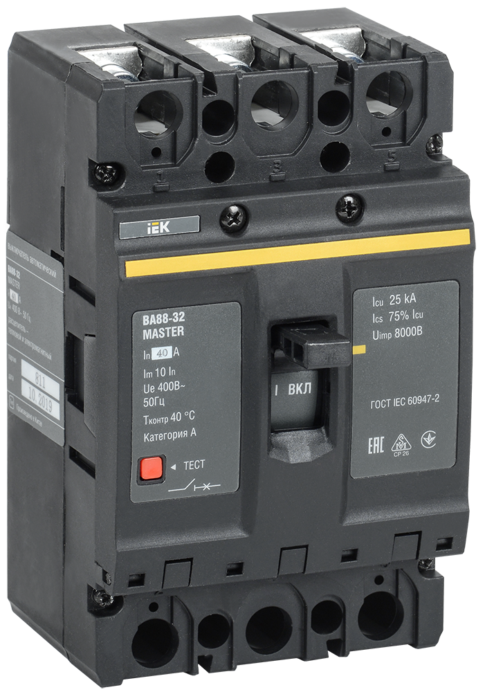 Выключатель автоматический ВА88-32 3Р 40А 25кА MASTER IEK