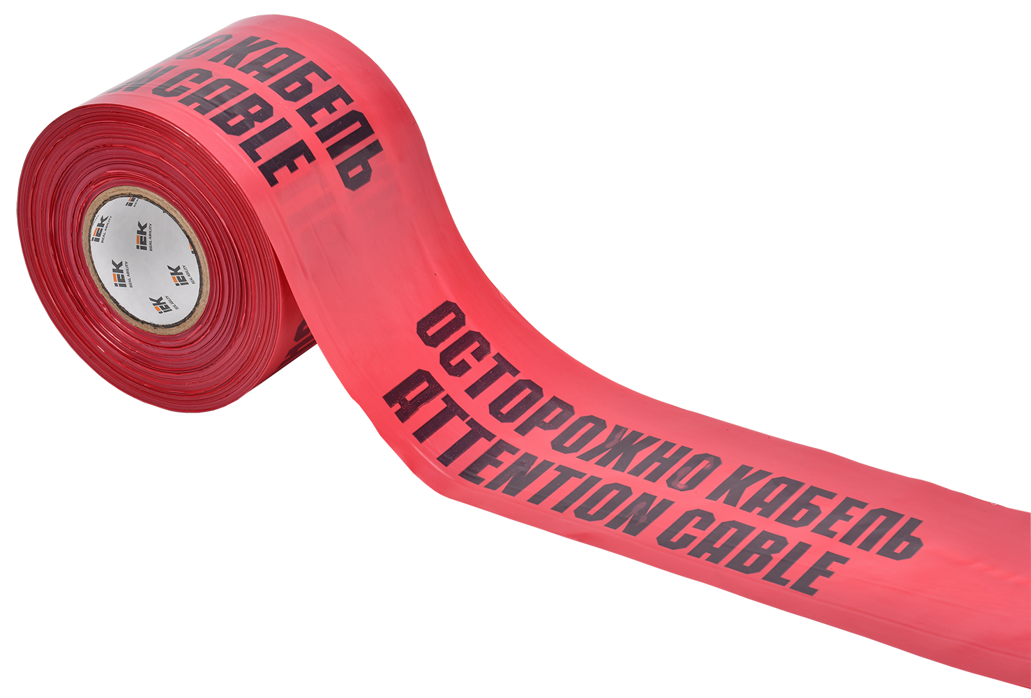 Лента сигнальная ЛСЭ-600 "Осторожно кабель" (600мм-200мкм) 100м IEK