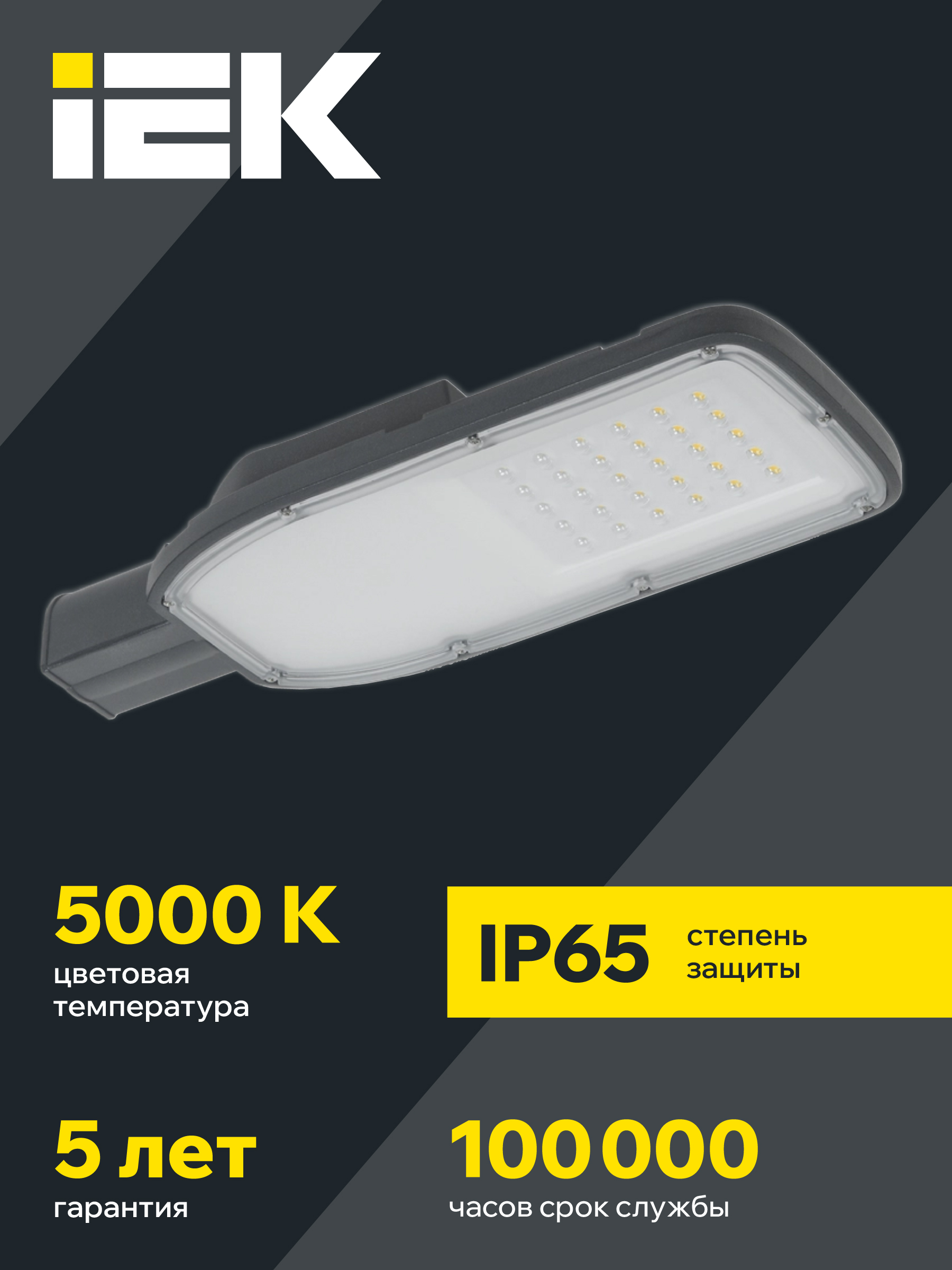 Светильник светодиодный консольный ДКУ 1004-50Ш 5000К IP65 серый IEK