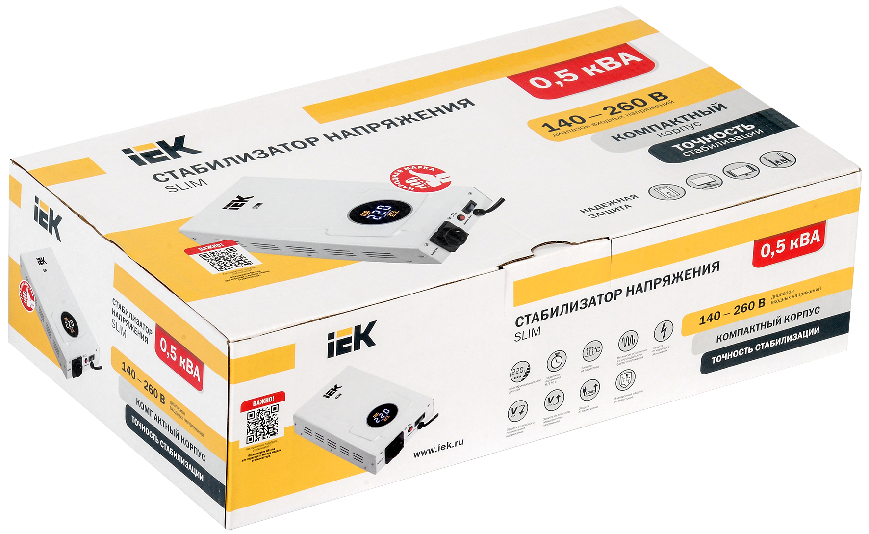 Стабилизатор напряжения настенный SLIM 0,5кВА IEK