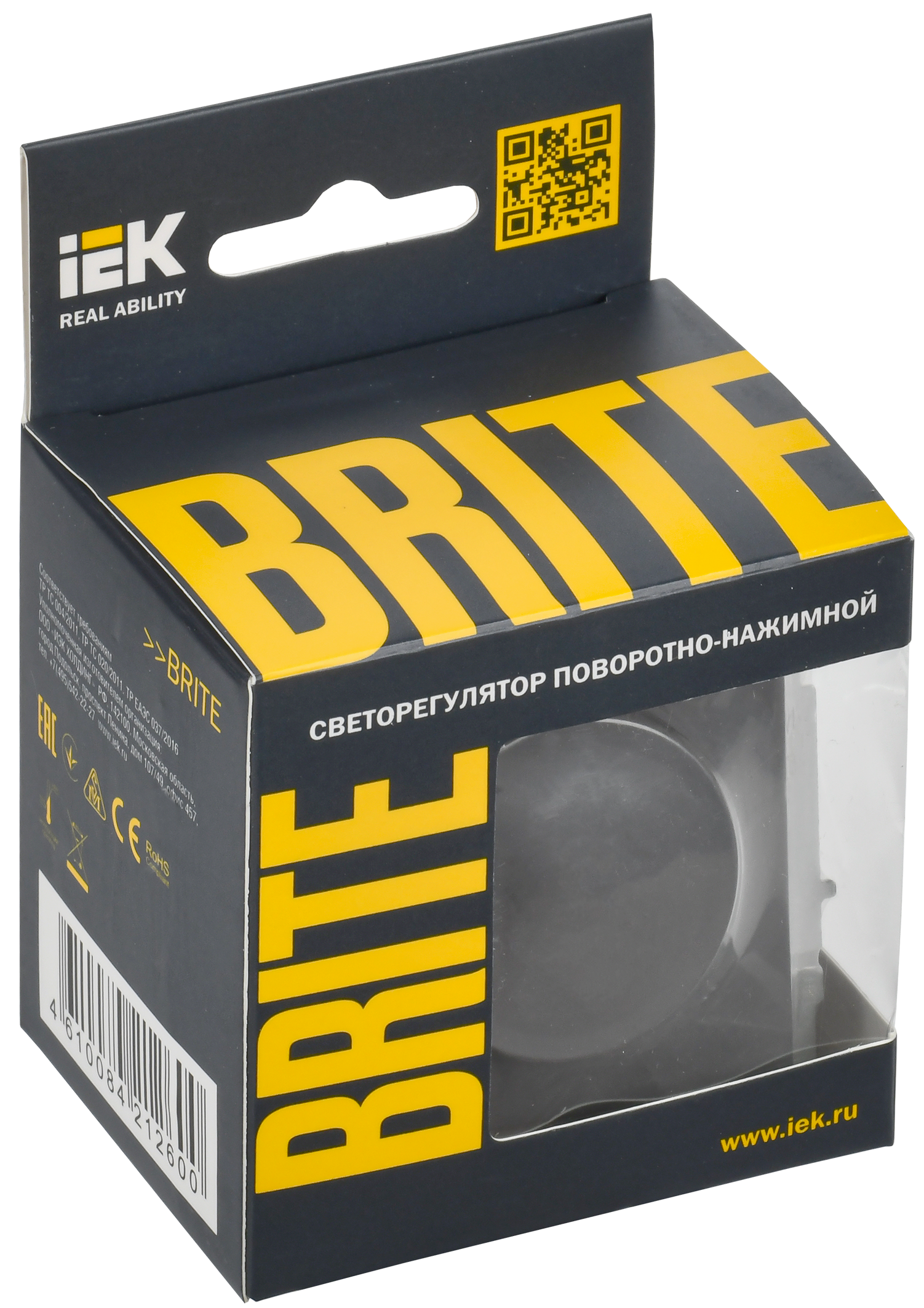 BRITE Светорегулятор поворотно-нажимной 600Вт СС10-1-0-БрГ графит IEK