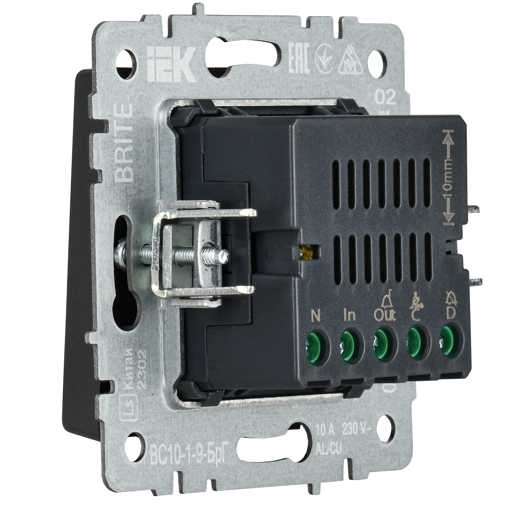 BRITE Кнопка звонка с индикацией для отелей 10А ВС10-1-9-БрГ графит IEK