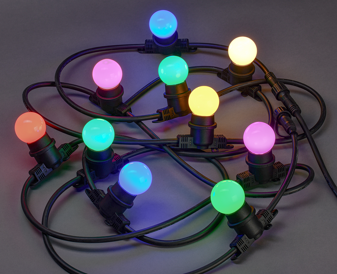Гирлянда белт-лайт 5м 10 цветных ламп IP65 черный шнур 3м 230В транзит IEK