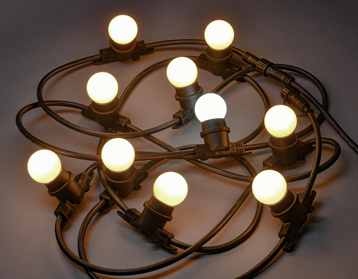 Гирлянда белт-лайт 5м 10 теплый белый цвет ламп IP65 черный шнур 3м 230В транзит IEK