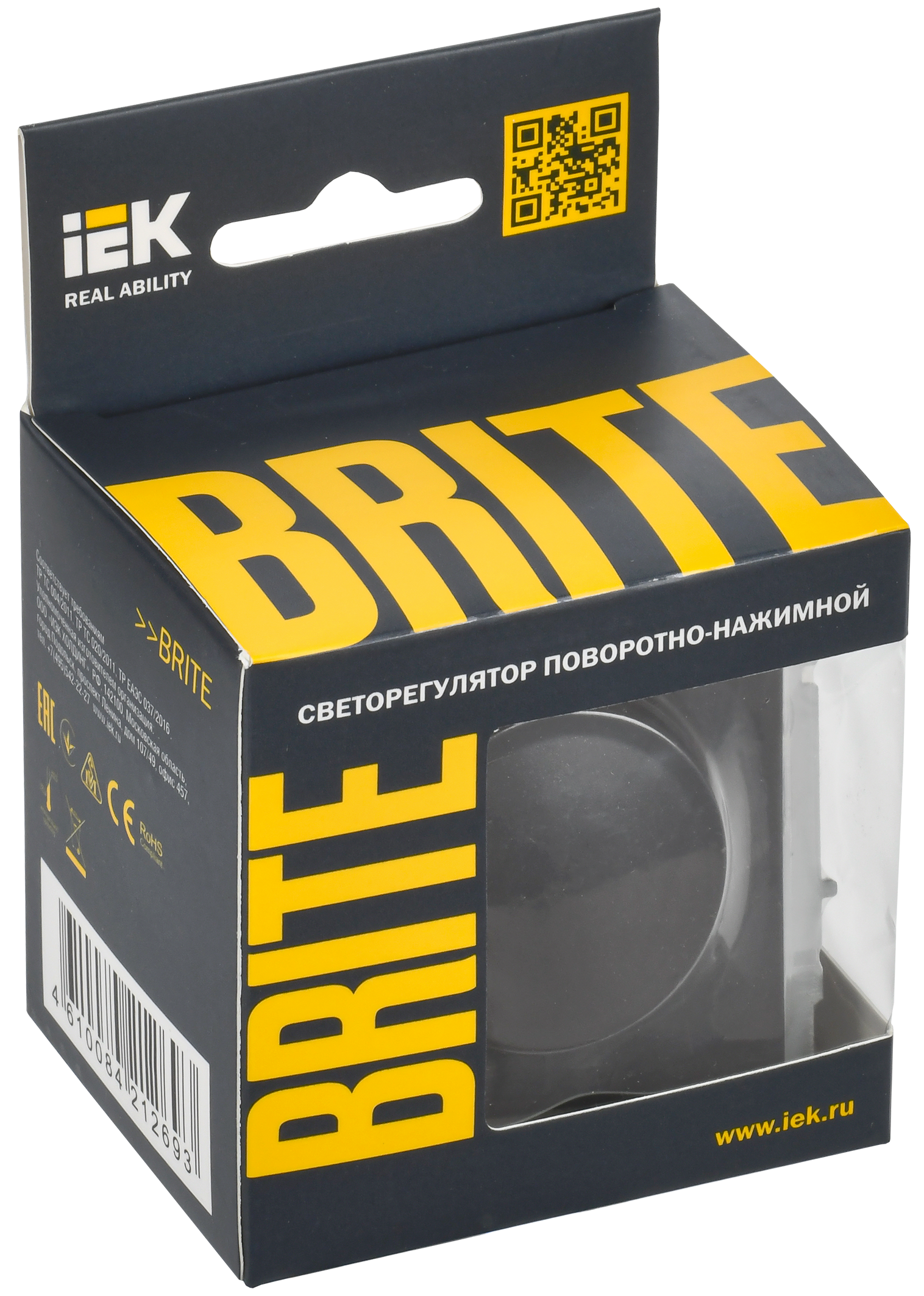 BRITE Светорегулятор поворотно-нажимной 600Вт СС10-1-0-БрЧ черный IEK