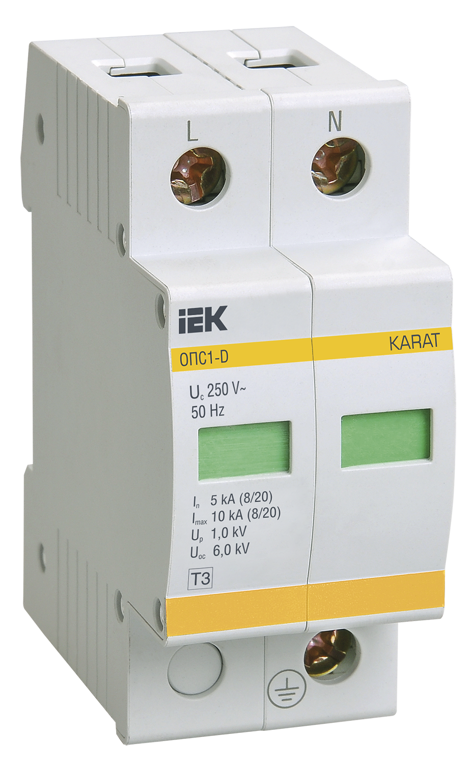 KARAT Ограничитель импульсного перенапряжения ОПС1-D 2P In=5кА Un=230В Im=10кА IEK