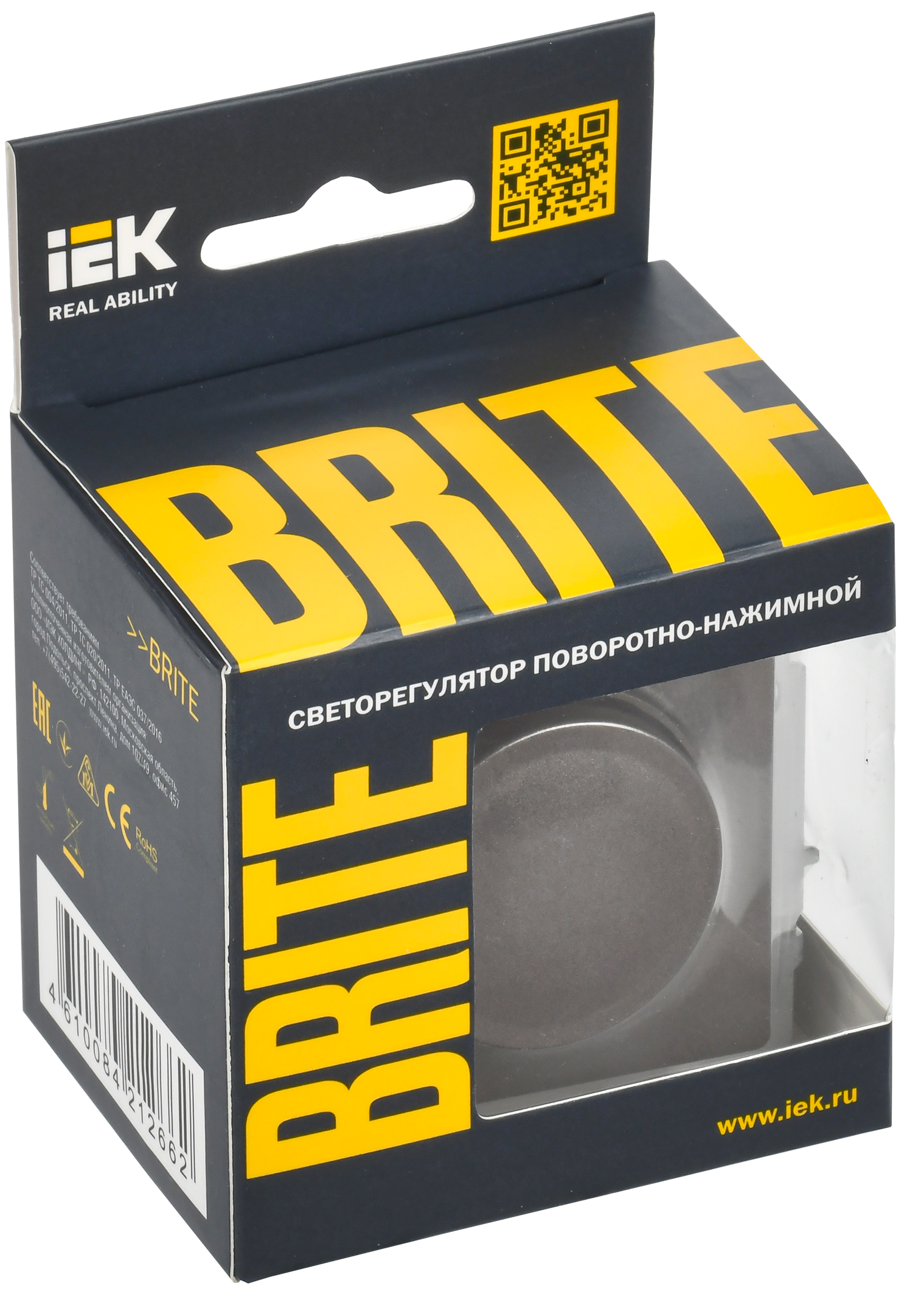 BRITE Светорегулятор поворотно-нажимной 600Вт СС10-1-0-БрТБ темная бронза IEK