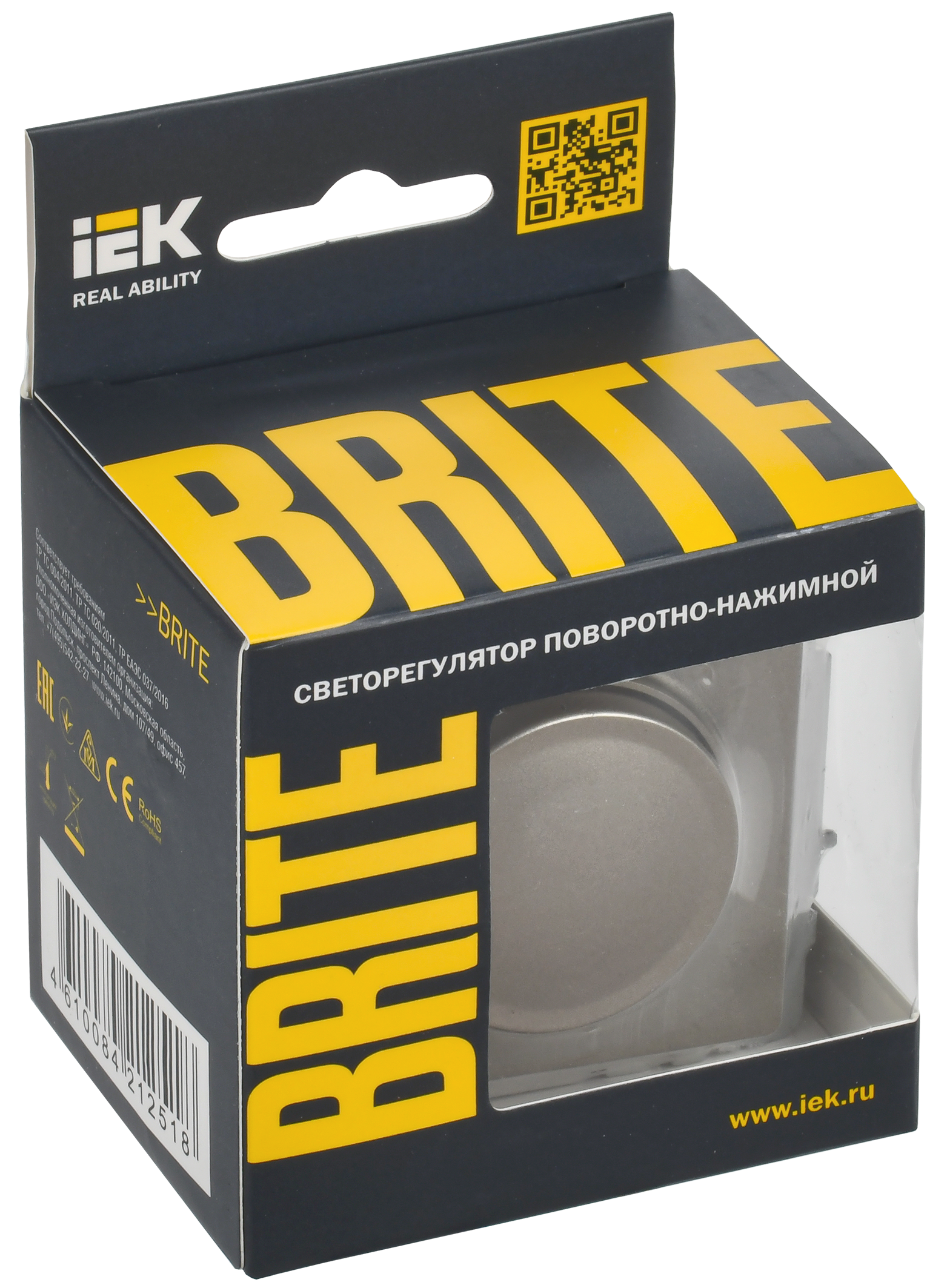 BRITE Светорегулятор поворотно-нажимной 600Вт СС10-1-0-БрШ шампань IEK