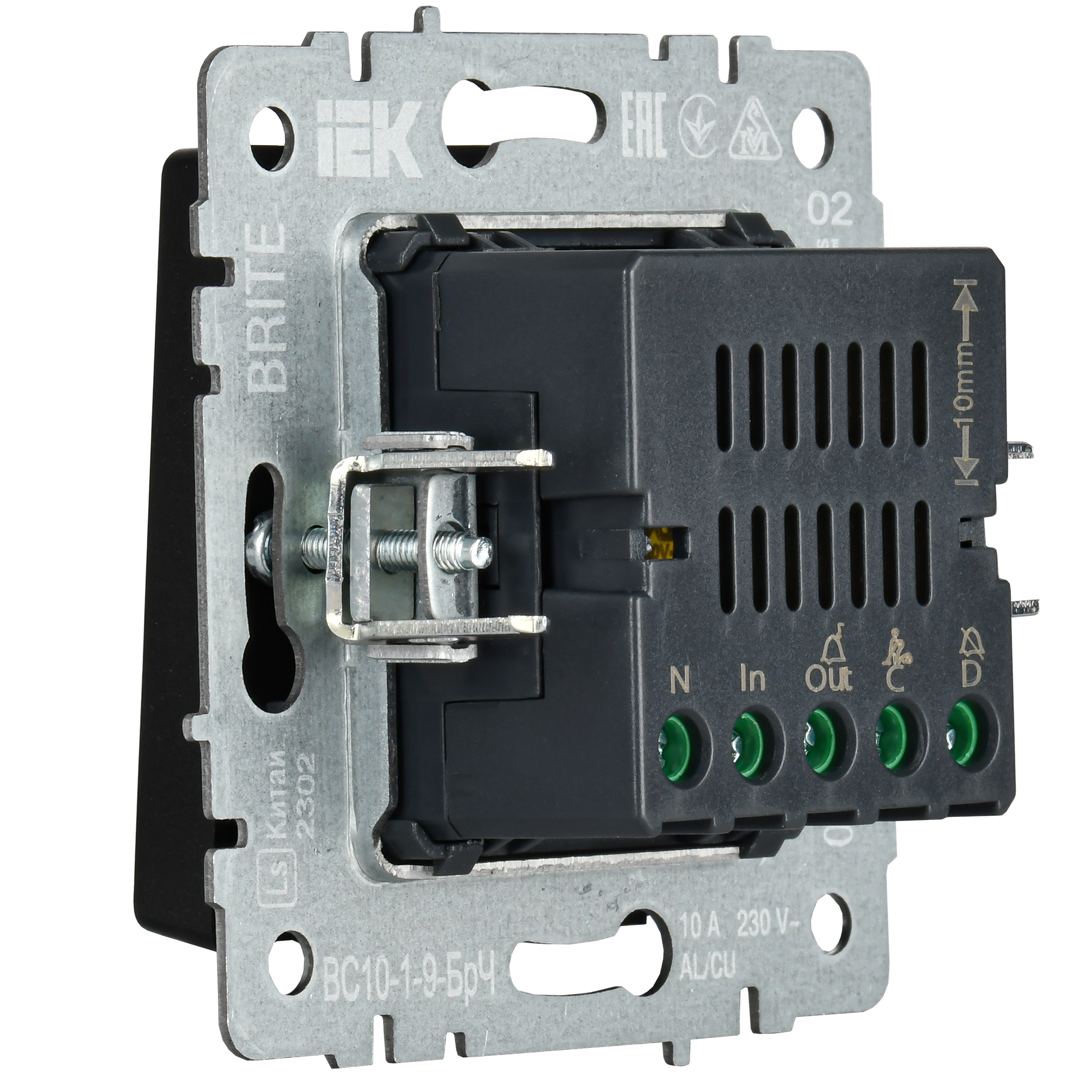 BRITE Кнопка звонка с индикацией для отелей 10А ВС10-1-9-БрЧ черный IEK