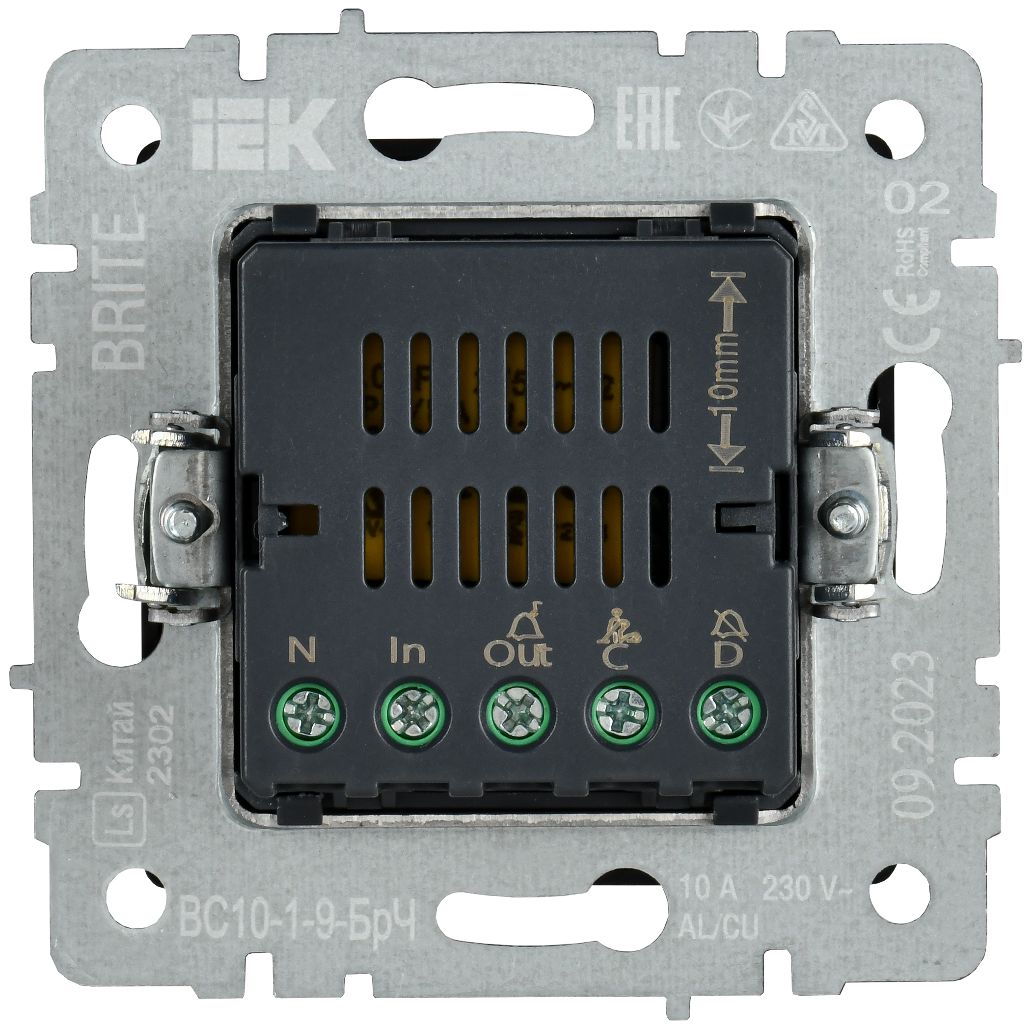 BRITE Кнопка звонка с индикацией для отелей 10А ВС10-1-9-БрЧ черный IEK