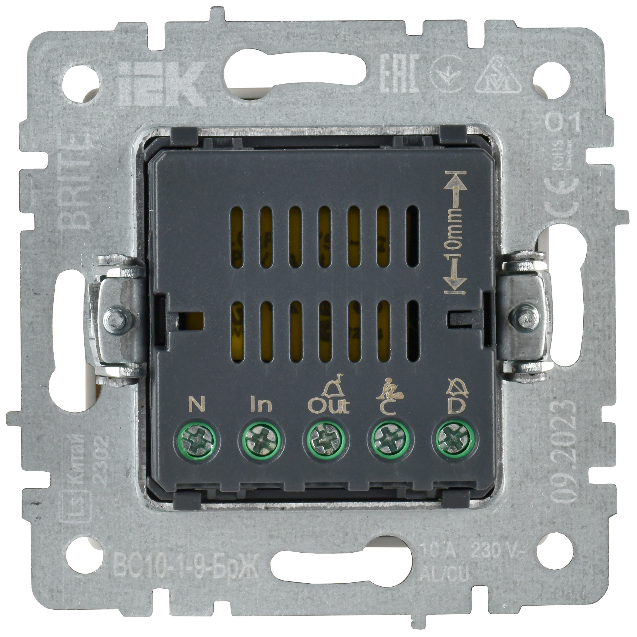 BRITE Кнопка звонка с индикацией для отелей 10А ВС10-1-9-БрЖ жемчуг IEK