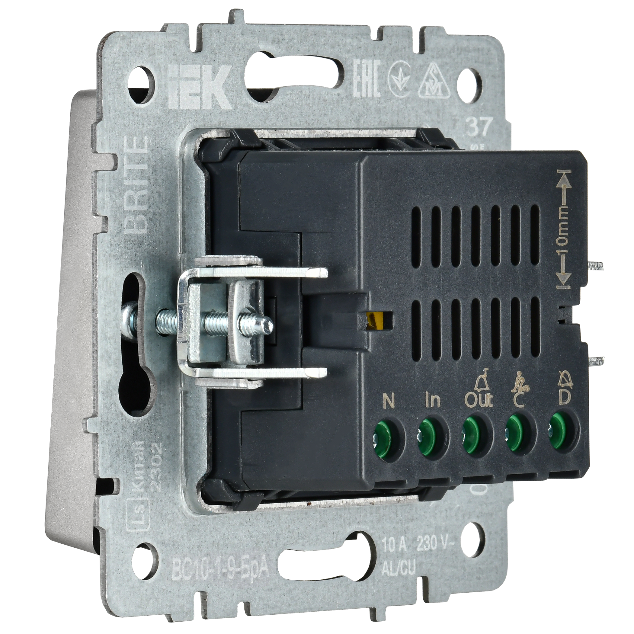 BRITE Кнопка звонка с индикацией для отелей 10А ВС10-1-9-БрА алюминий IEK