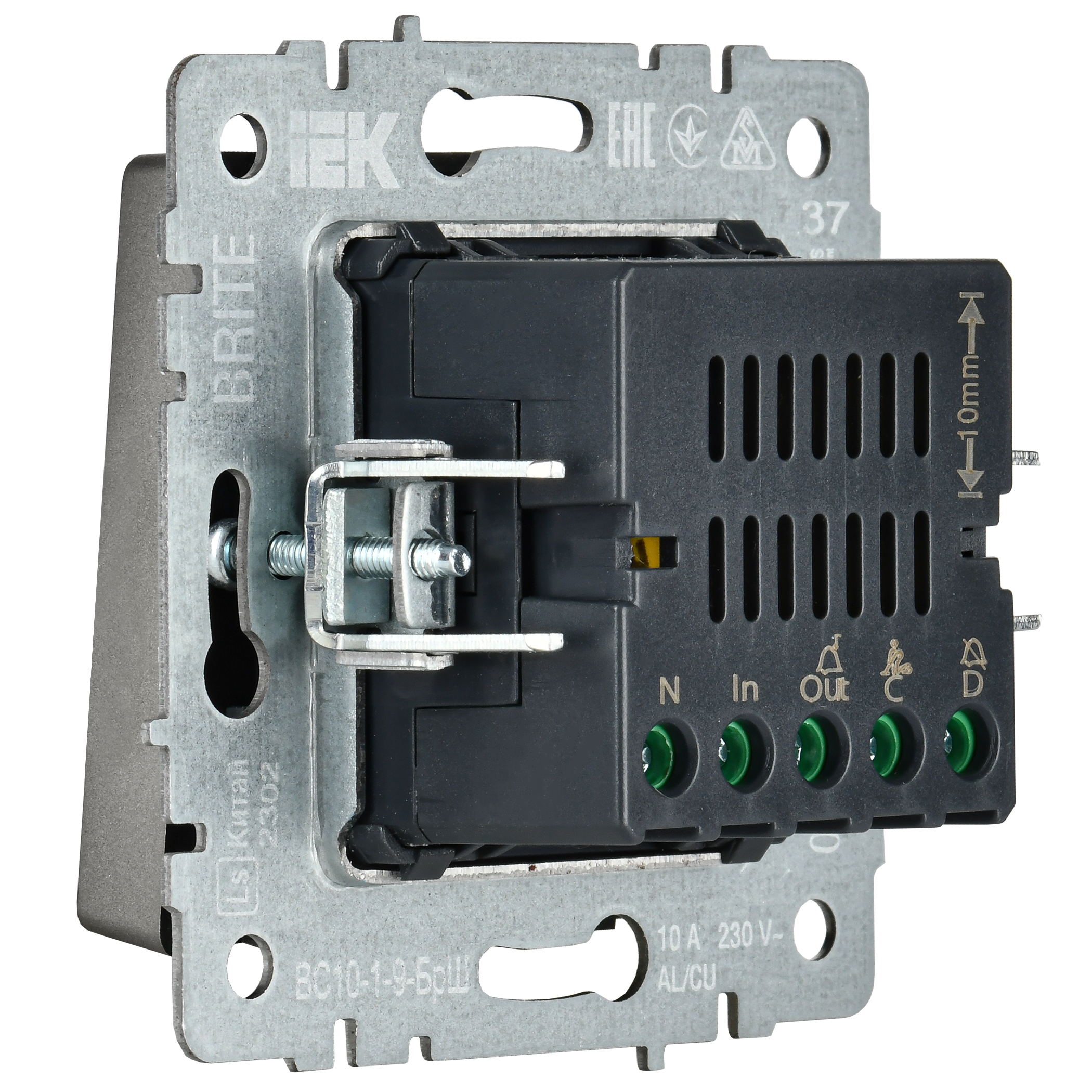 BRITE Кнопка звонка с индикацией для отелей 10А ВС10-1-9-БрС сталь IEK