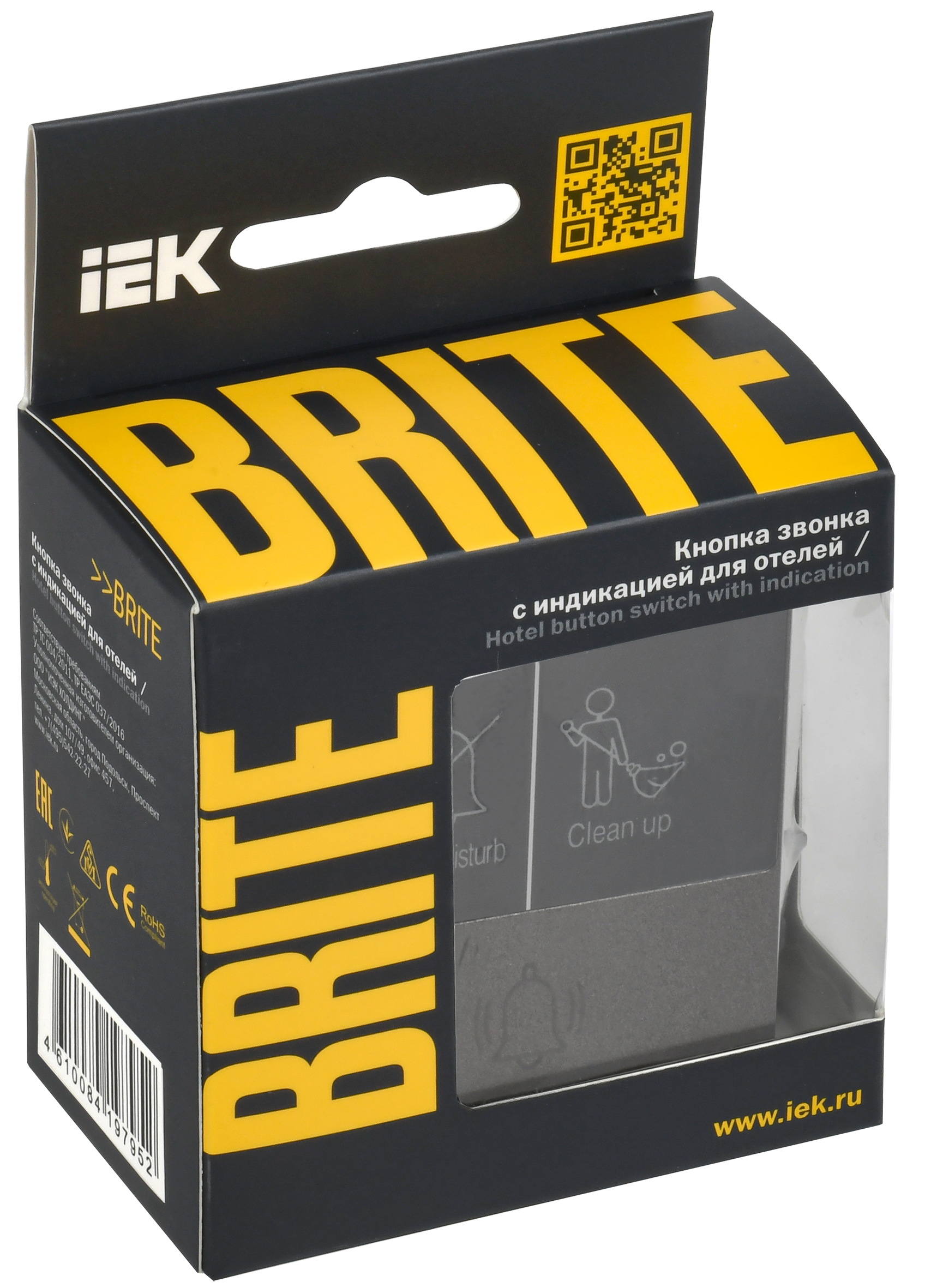 BRITE Кнопка звонка с индикацией для отелей 10А ВС10-1-9-БрТБ темная бронза IEK