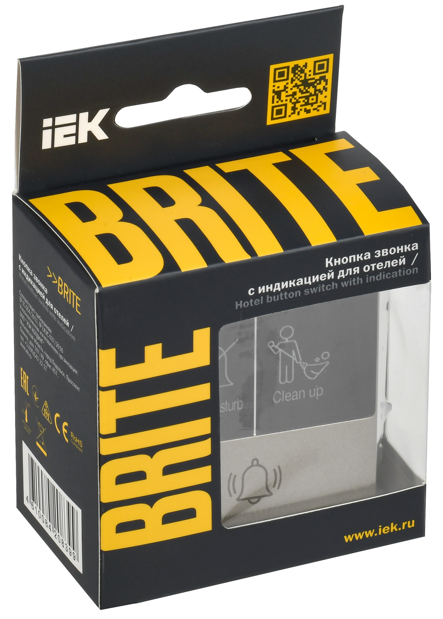 BRITE Кнопка звонка с индикацией для отелей 10А ВС10-1-9-БрШ шампань IEK