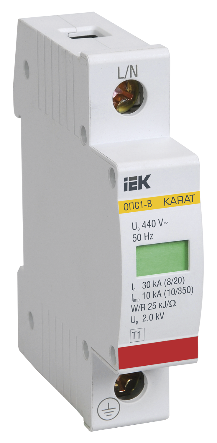 KARAT Ограничитель импульсного перенапряжения ОПС1-B 1P In=30кА Un=400В Im=60кА IEK