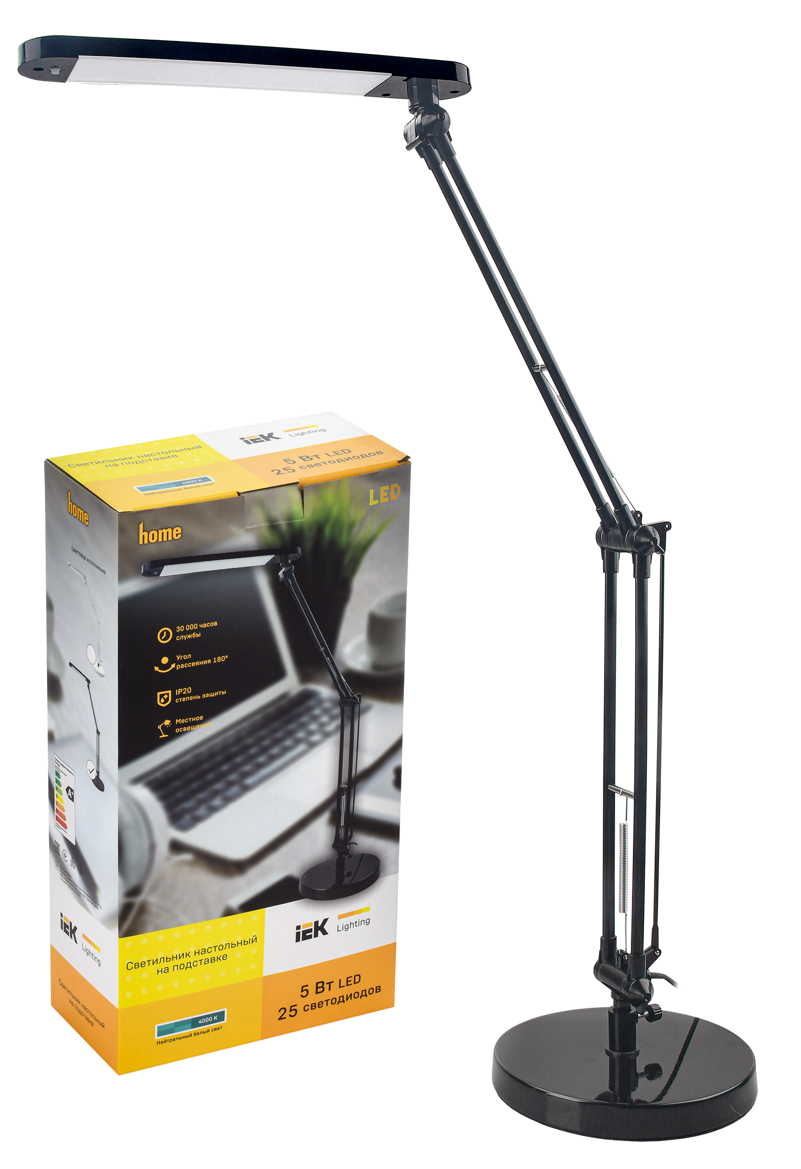 Светильник светодиодный настольный 2018 5Вт на подставке черный IEK