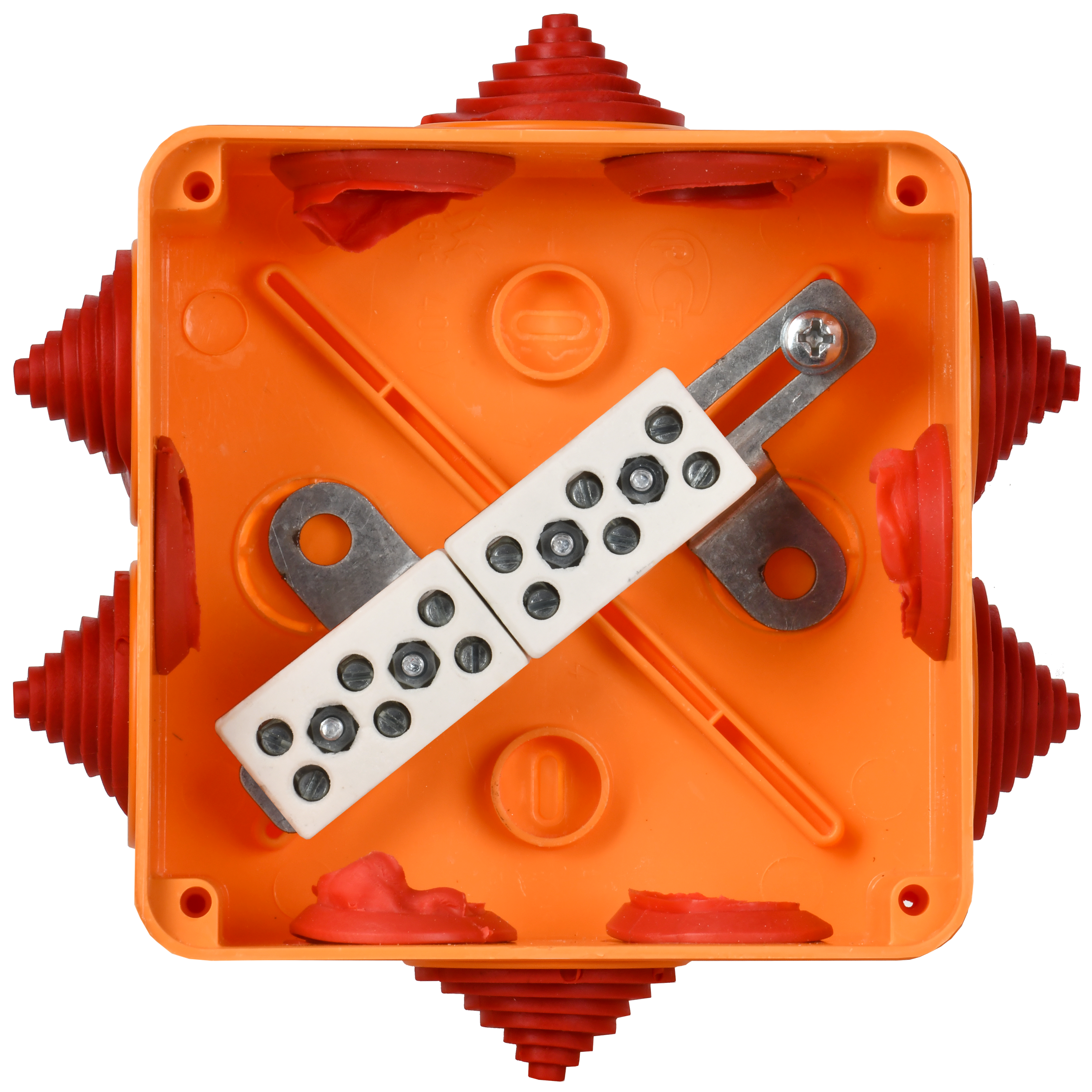 Коробка распаячная огнестойкая ПС безгалогенная (HF) 100х100х50мм 6P 4мм2 IP55 6 вводов IEK