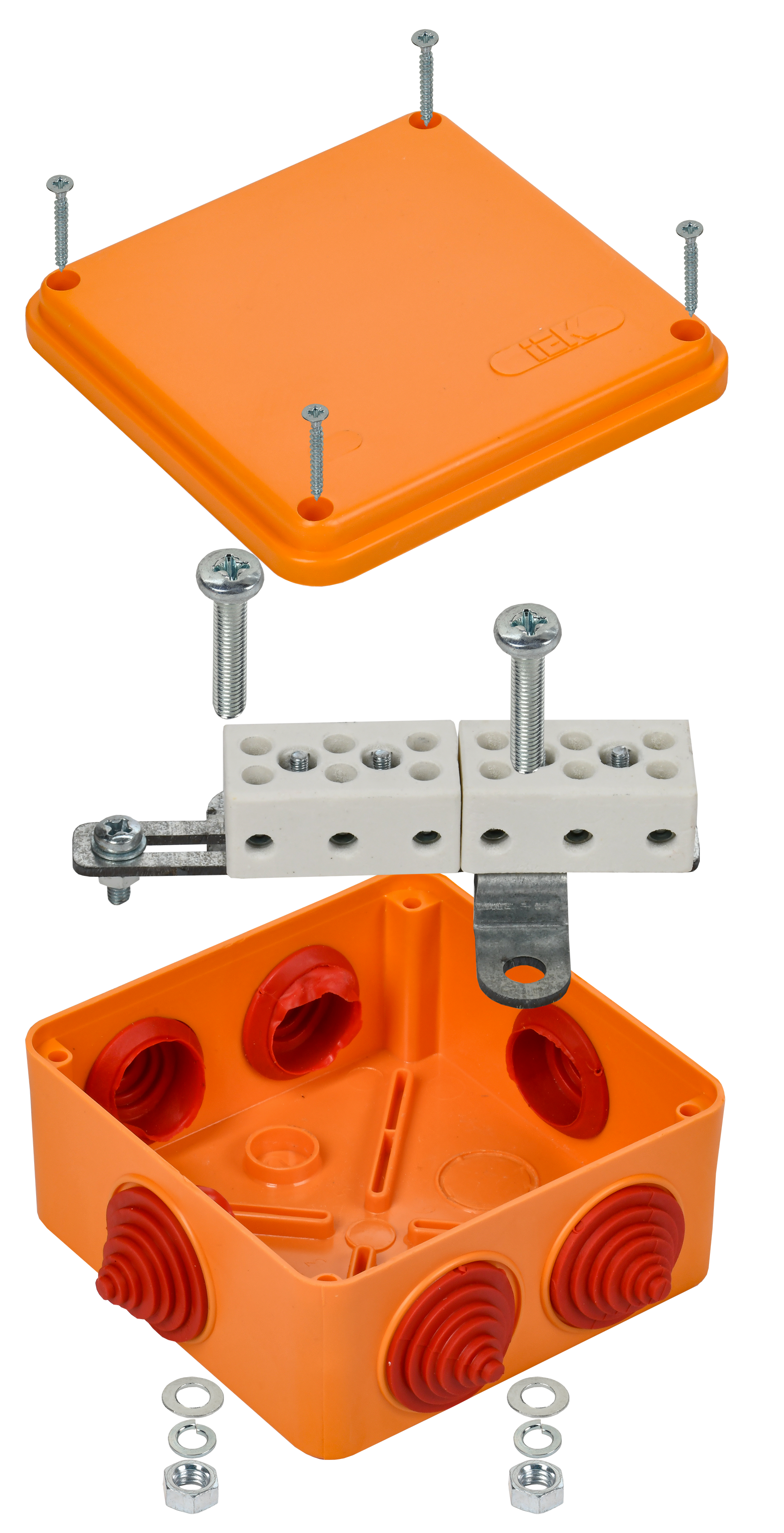 Коробка распаячная огнестойкая ПС безгалогенная (HF) 100х100х50мм 6P 4мм2 IP55 6 вводов IEK
