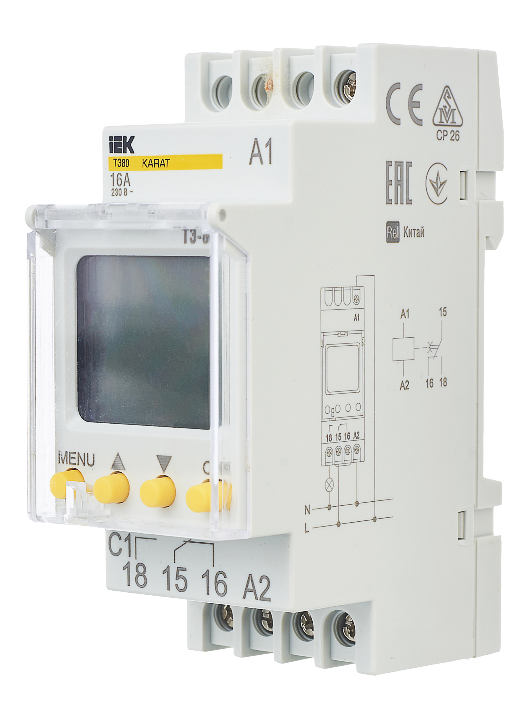 Таймер ТЭ80 цифровой 16А 230В на DIN-рейку KARAT IEK