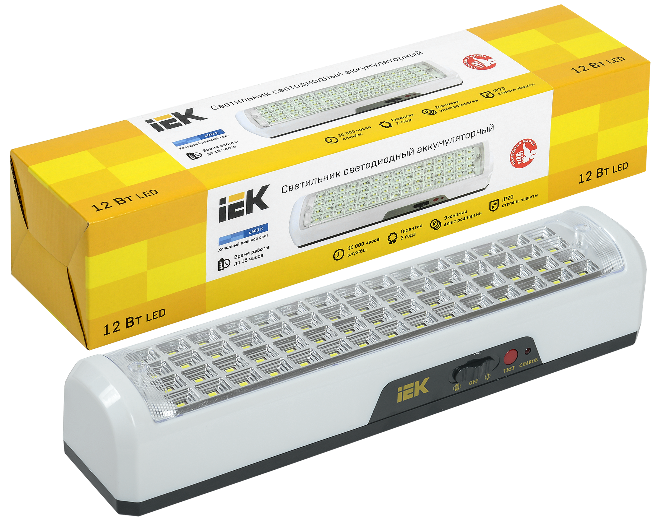 Светильник светодиодный аккумуляторный ДБА 3928 15ч 12Вт IEK