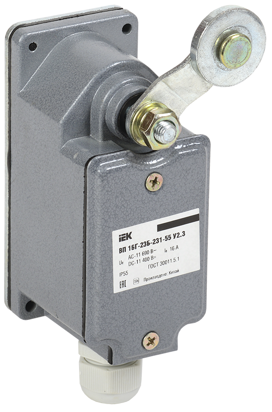 Выключатель концевой ВП 16Г-23Б-231-55 У2.3 рычаг с роликом/ход вправо/cамовозврат 1з+1р IP55 IEK