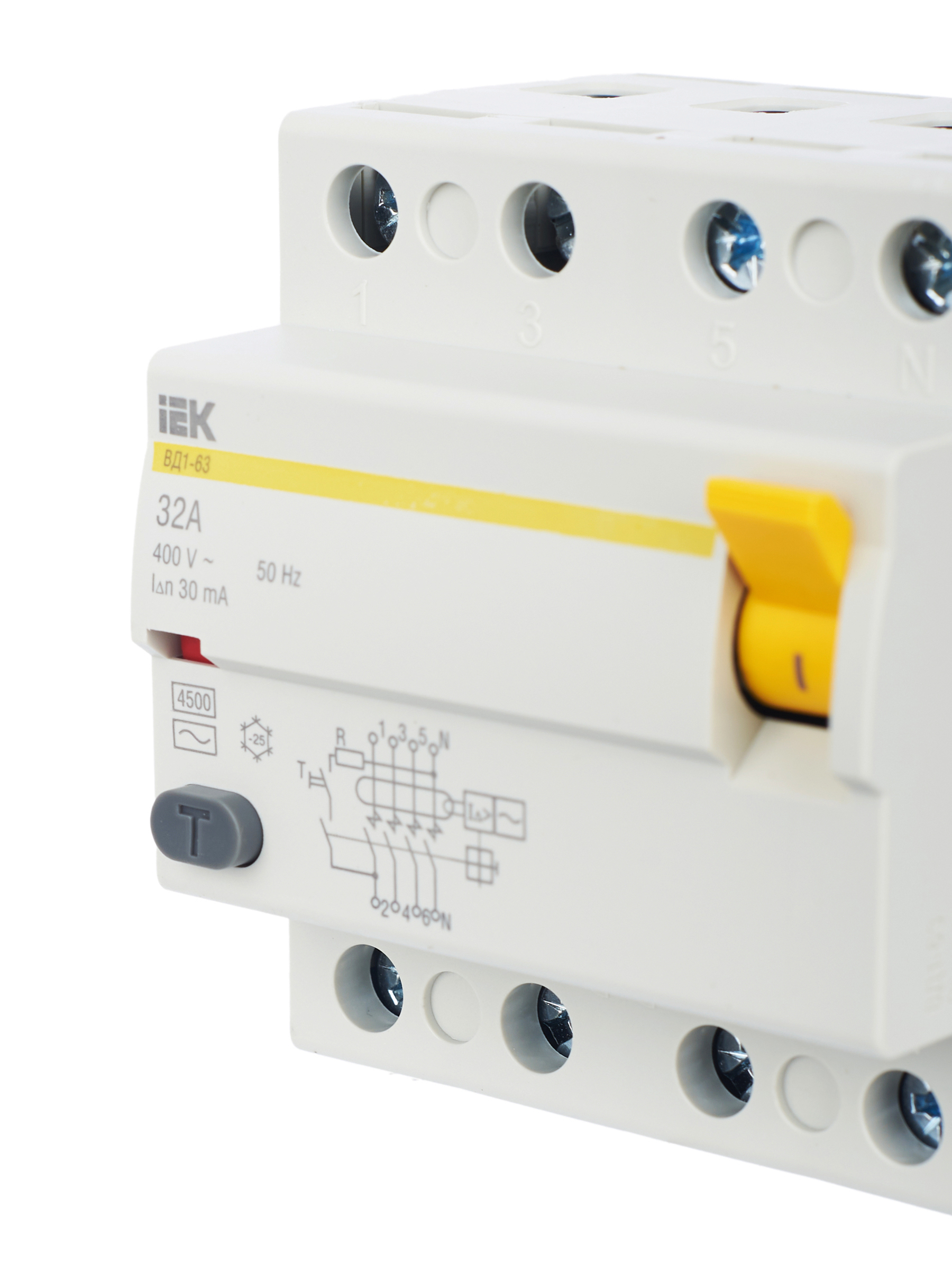 Выключатель дифференциальный (УЗО) ВД1-63 4Р 32А 30мА IEK