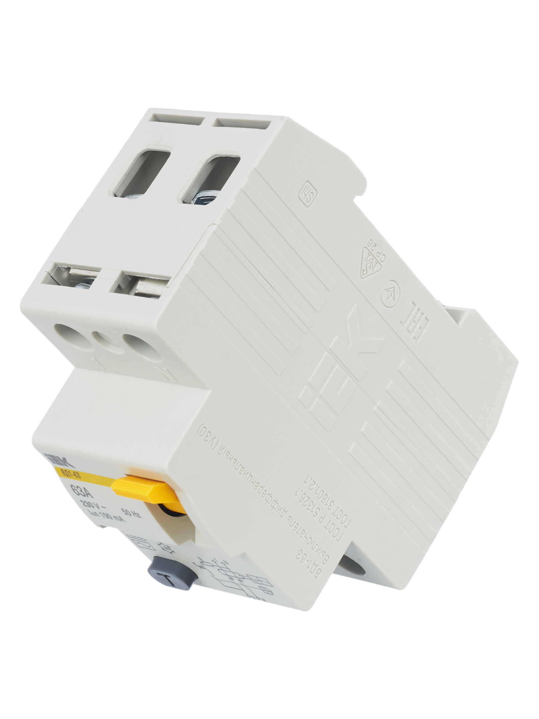 Выключатель дифференциальный (УЗО) ВД1-63 2Р 63А 100мА IEK