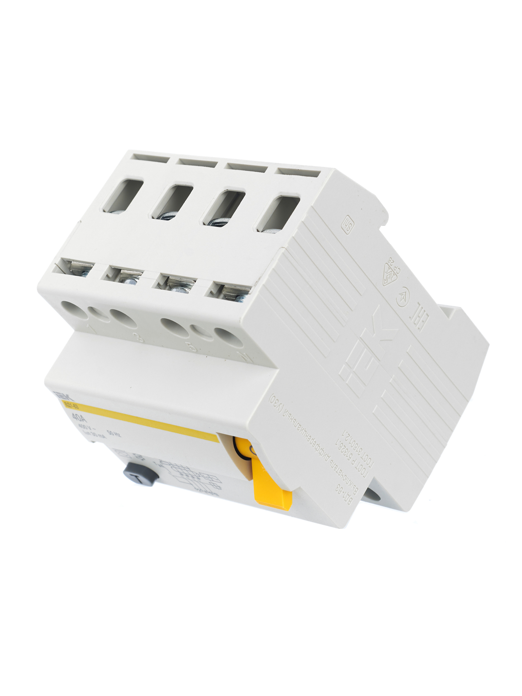 Выключатель дифференциальный (УЗО) ВД1-63 4Р 40А 30мА IEK