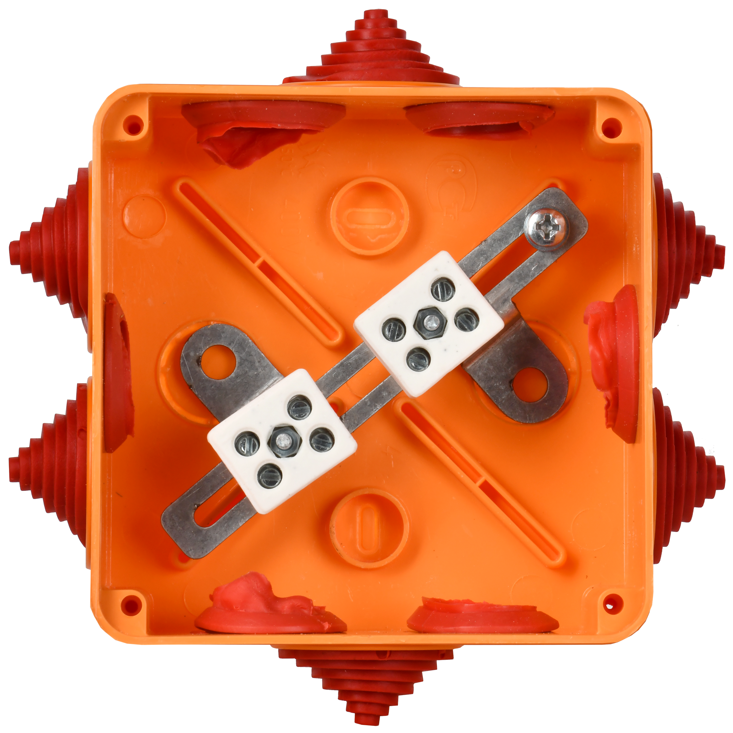 Коробка распаячная огнестойкая ПС безгалогенная (HF) 100х100х50мм 4P 4мм2 IP55 6 вводов IEK