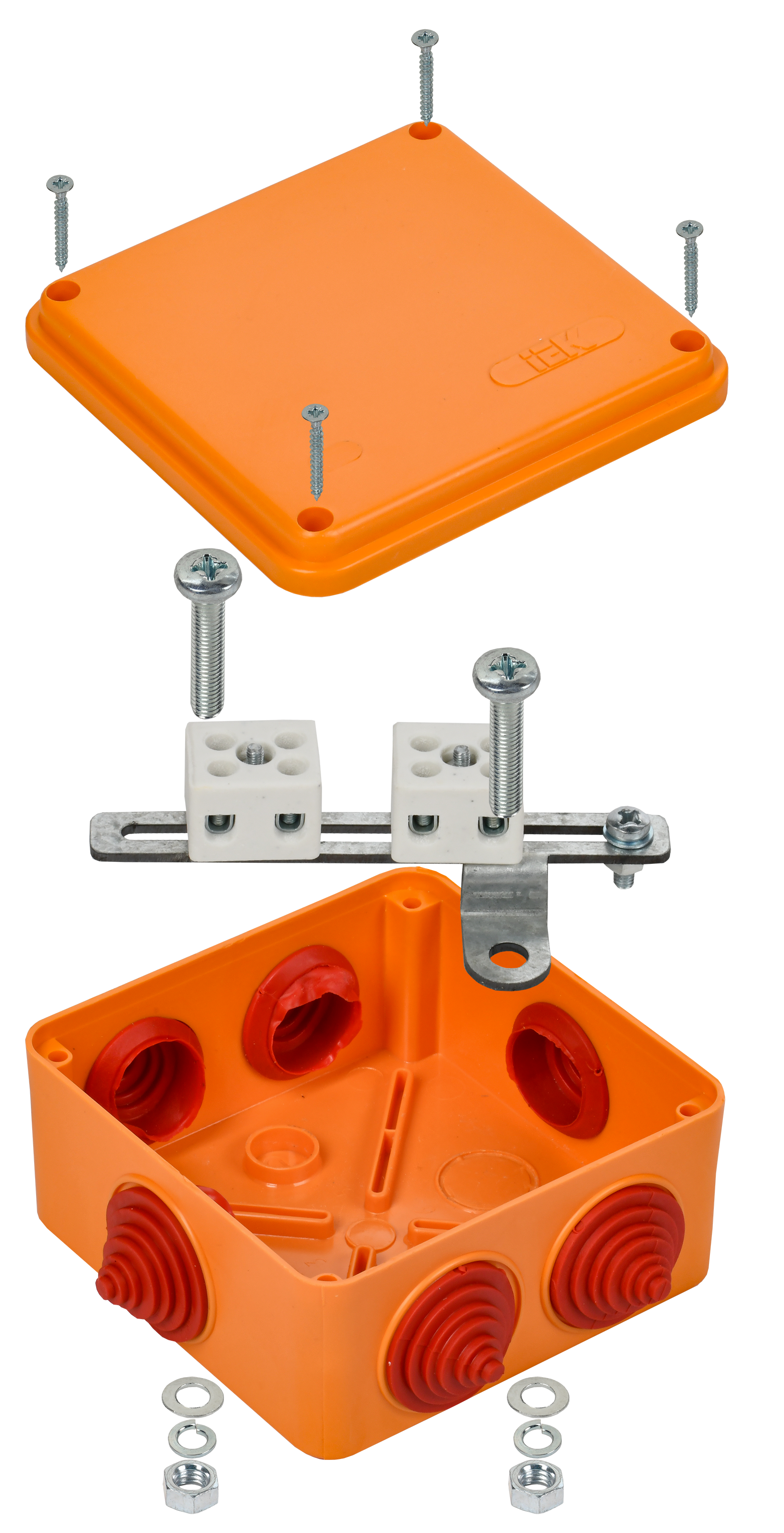 Коробка распаячная огнестойкая ПС безгалогенная (HF) 100х100х50мм 4P 4мм2 IP55 6 вводов IEK
