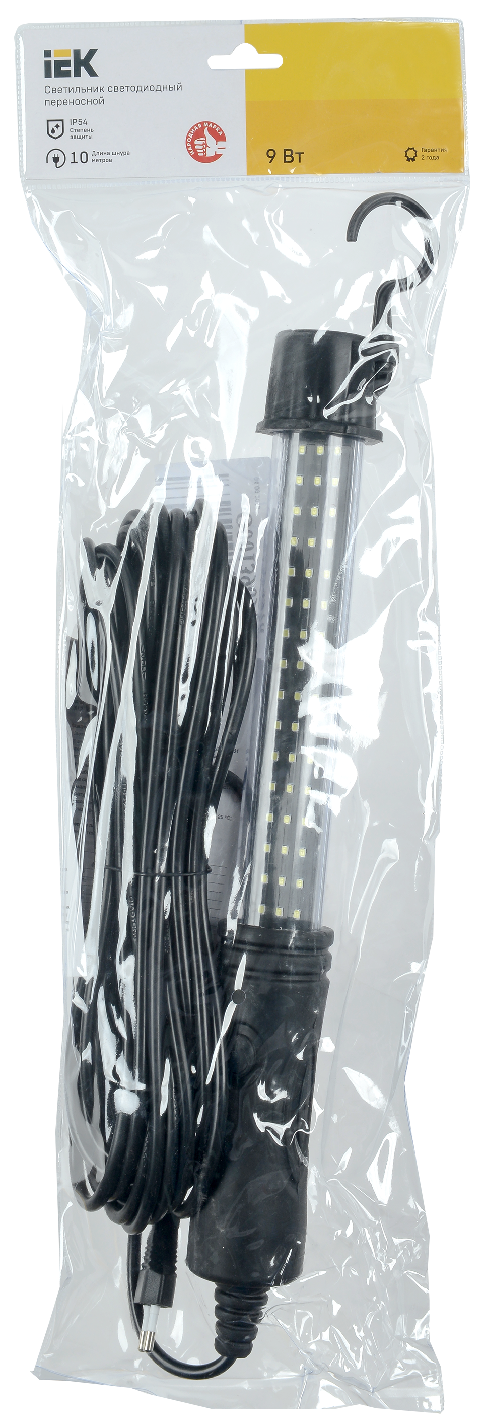 Светильник светодиодный переносной ДРО 2061 IP54 шнур 10м черный IEK