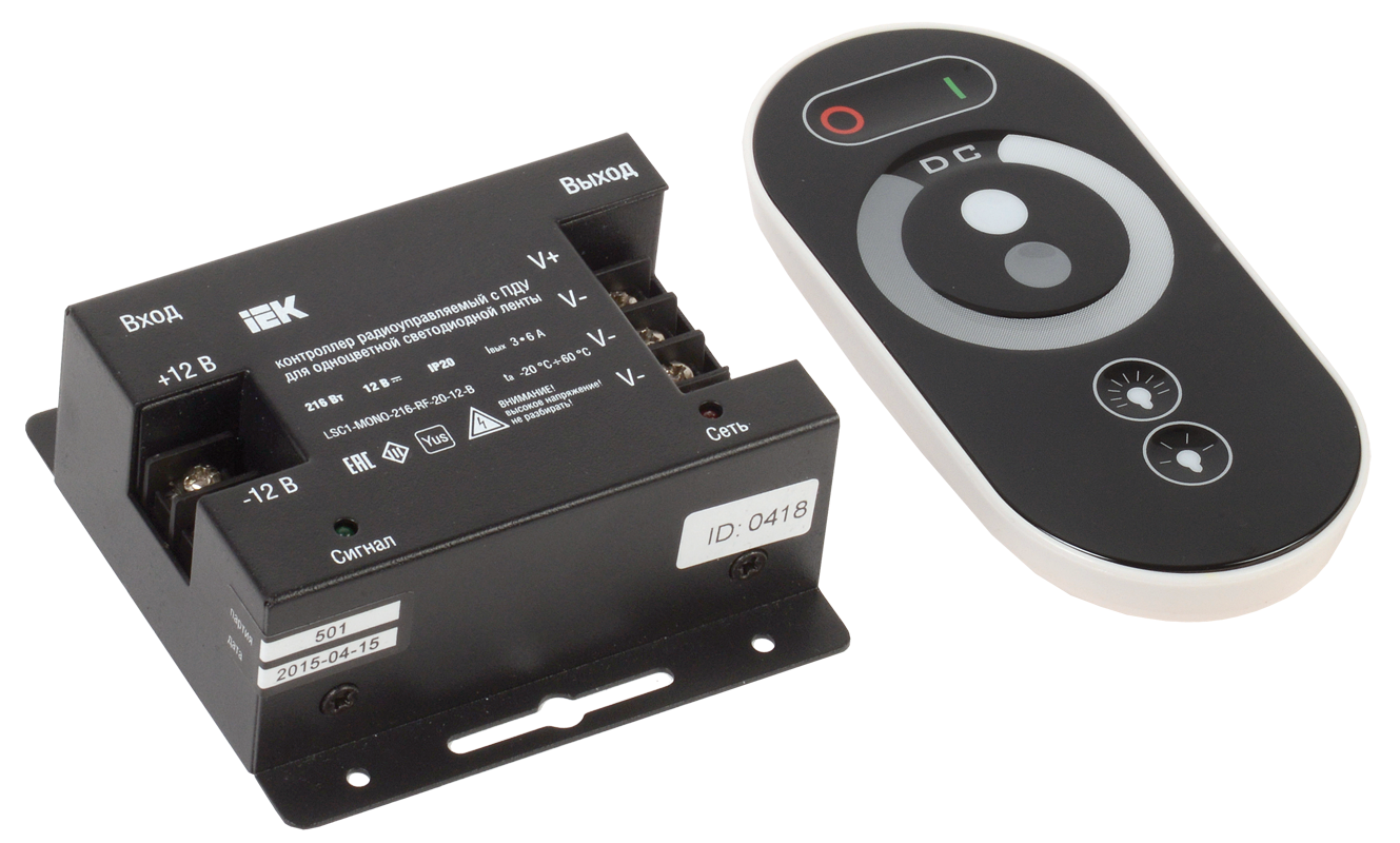 Контроллер с ПДУ радио MONO 3 канала 12В 6А 216Вт черный IEK