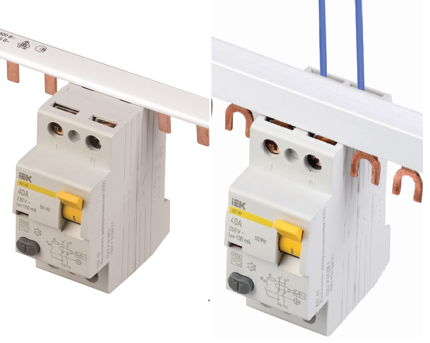 Возможность одновременного присоединения шиной FORK и гибким проводником для распределения питания ц