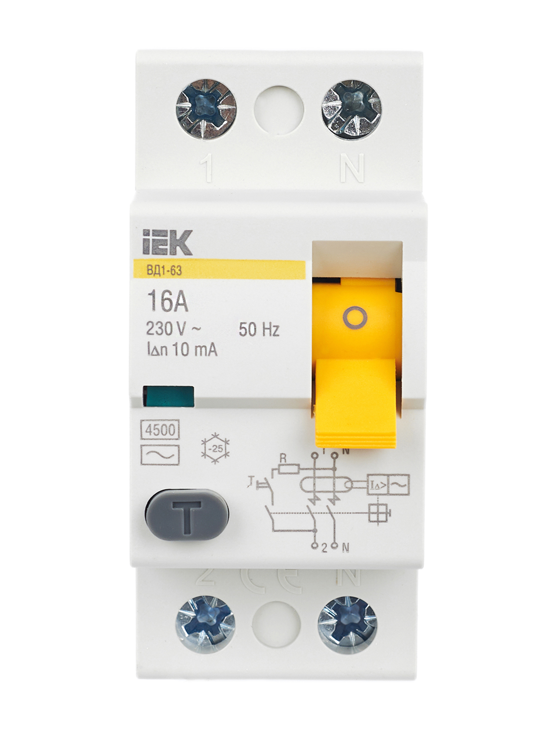 Выключатель дифференциальный (УЗО) ВД1-63 2Р 16А 30мА IEK
