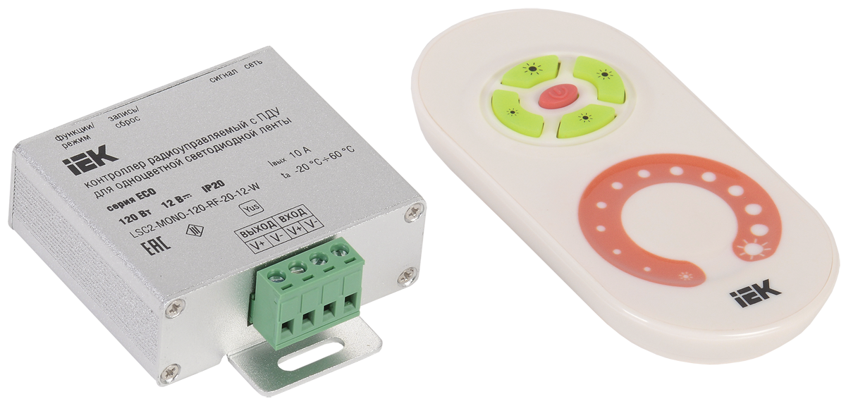 Контроллер с ПДУ радио MONO 1 канал 12В 10А 120Вт белый IEK