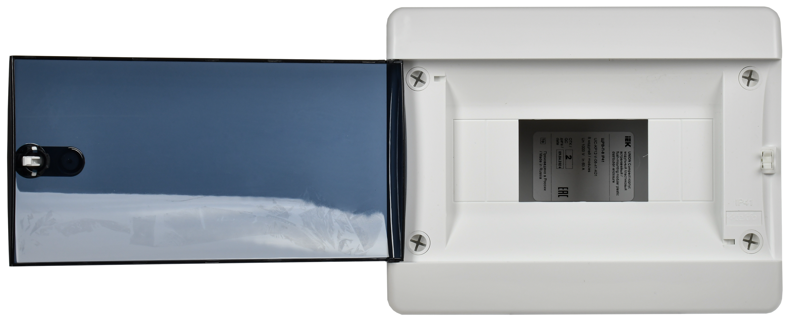 UNION Compact Корпус пластиковый ЩРВ-П-8 IP41 черная прозрачная дверь IEK