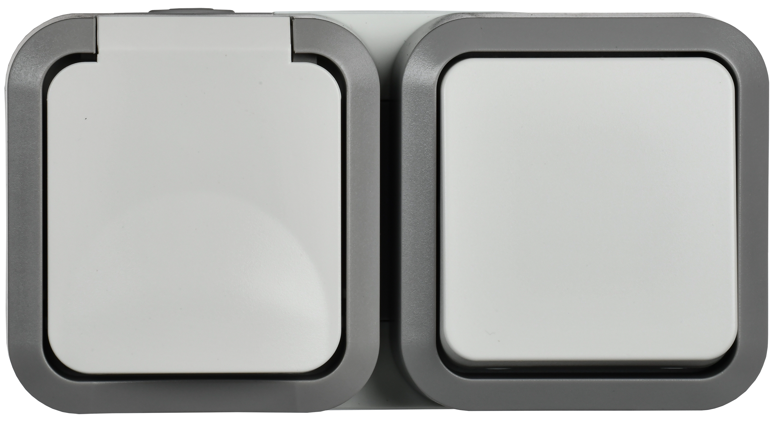 TORS Блок розетка + выключатель горизонтальный 16А IP55 TS242 серо-белый IEK